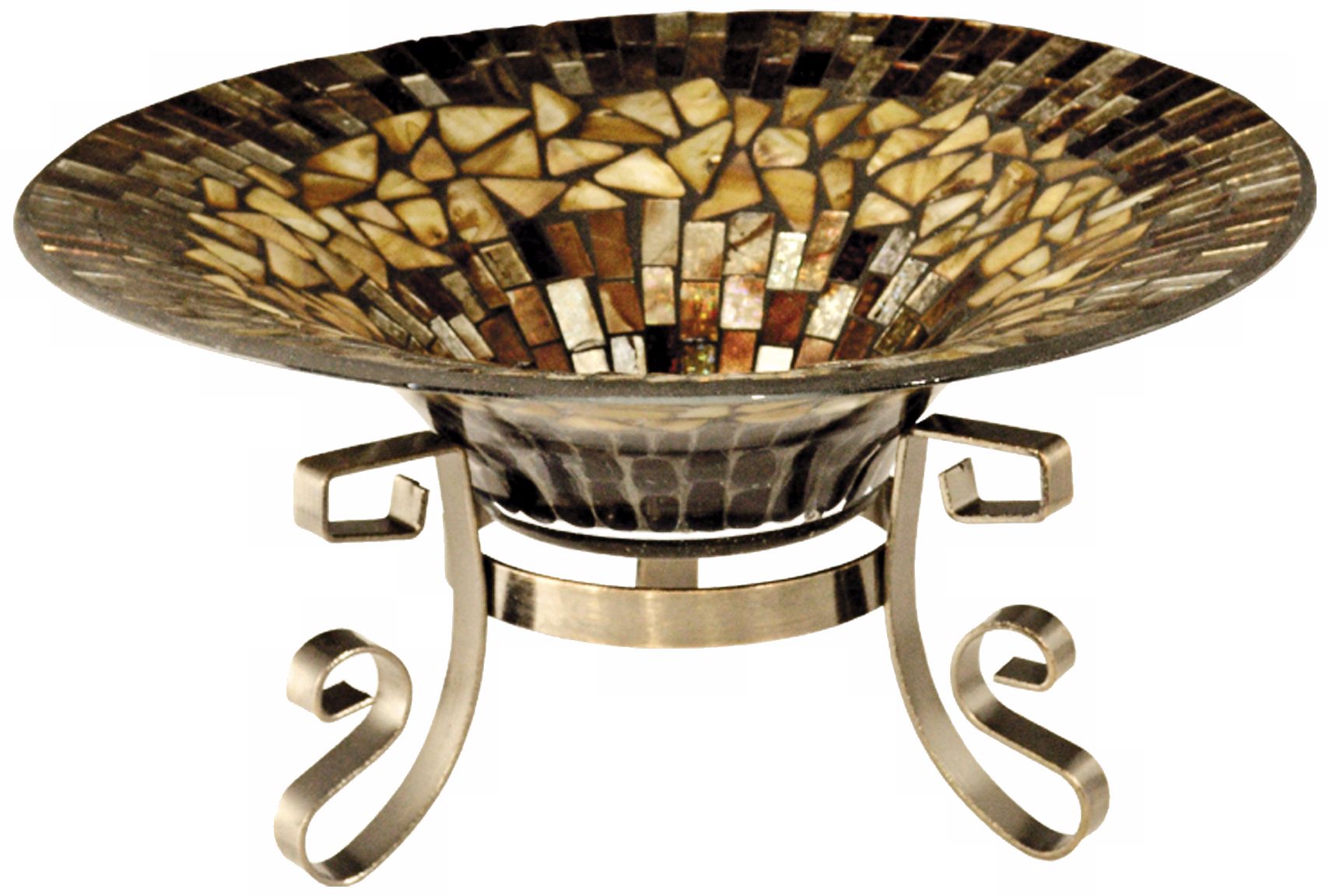 Dale Tiffany Amber Shell Mosaic Art Glass Bowl with Stand