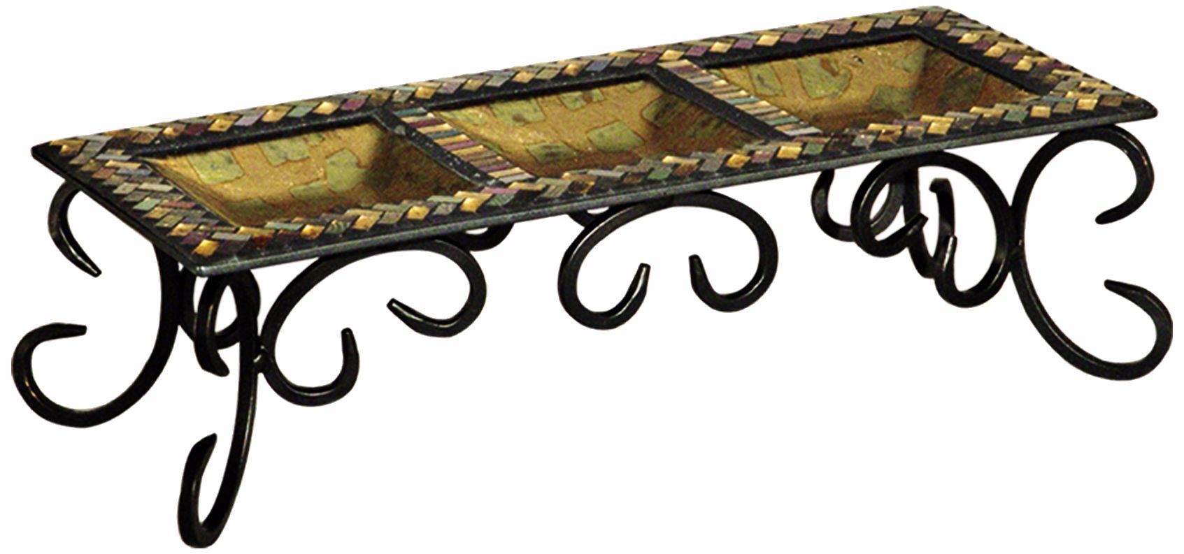 Dale Tiffany Herringbone Mosaic Art Glass Candle Holder