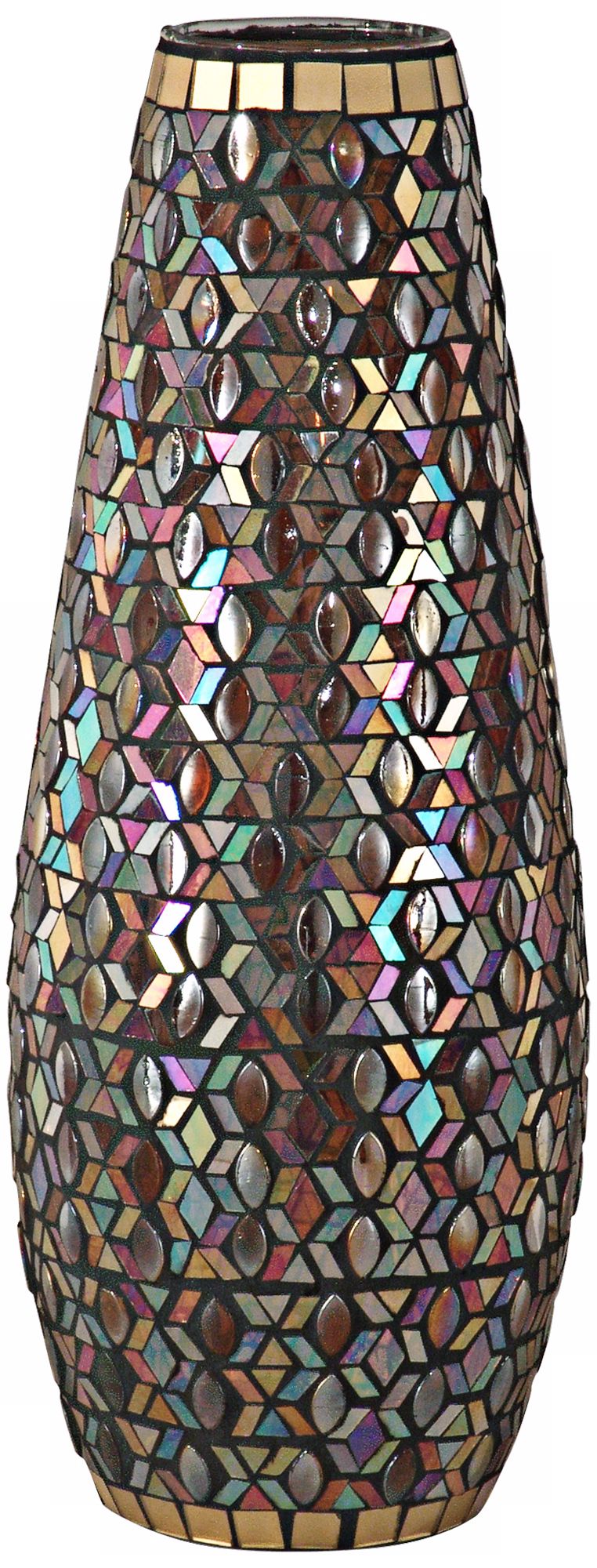 Dale Tiffany Peacock Grande Mosaic Art Glass Vase