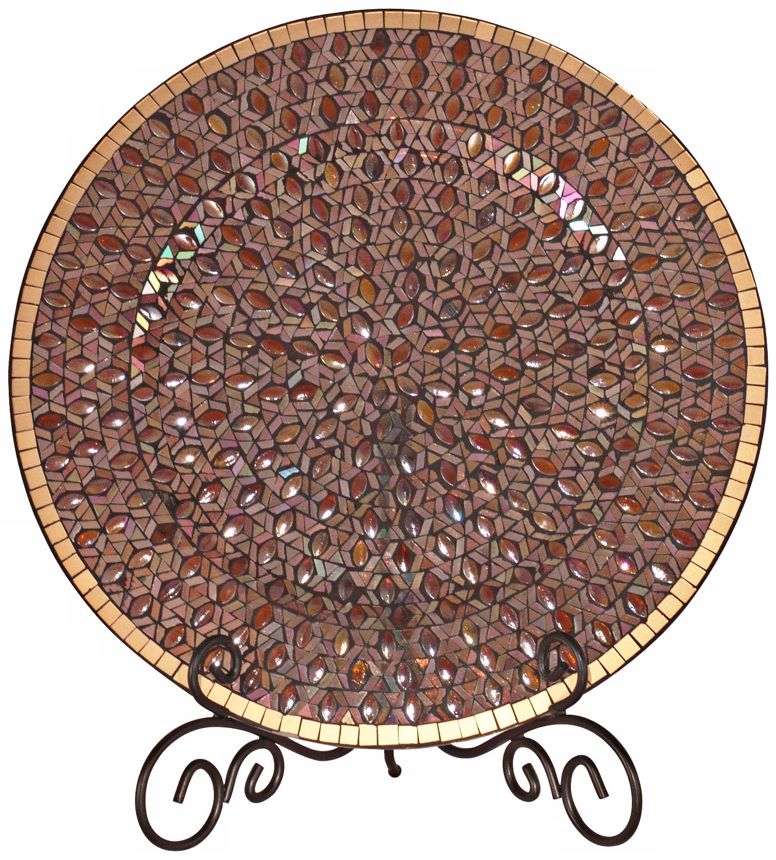 Dale Tiffany Amber Shell Mosaic Art Glass Charger