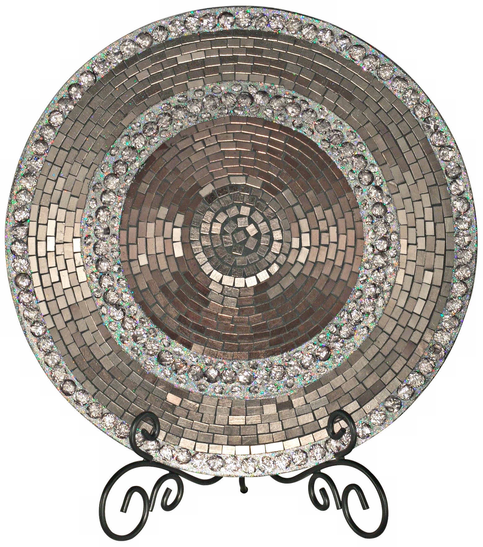 Dale Tiffany Egyptian Hazelnut Mosaic Art Glass Charger