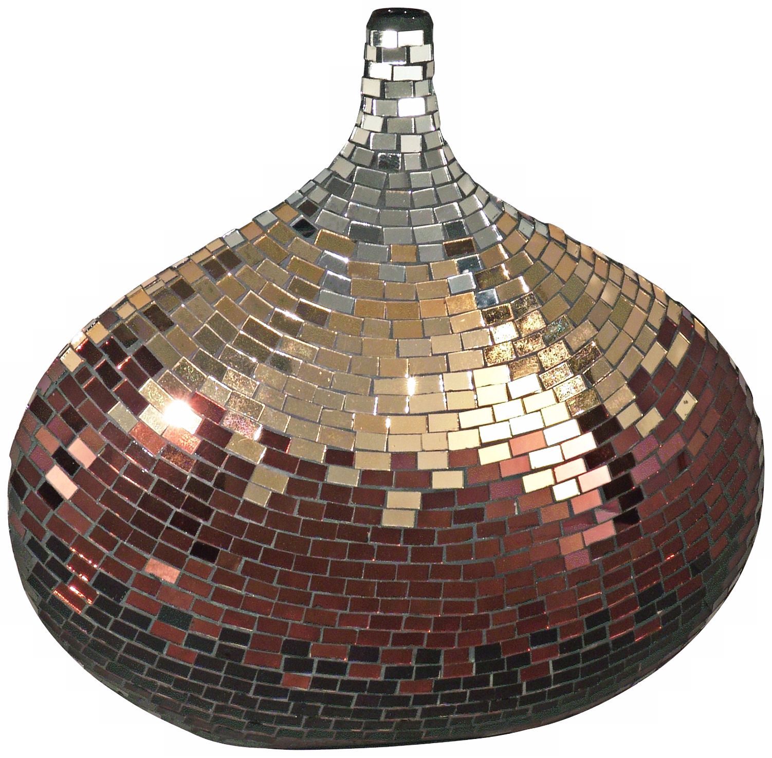 Dale Tiffany Copper Gold and Silver Mosaic Art Glass Vase