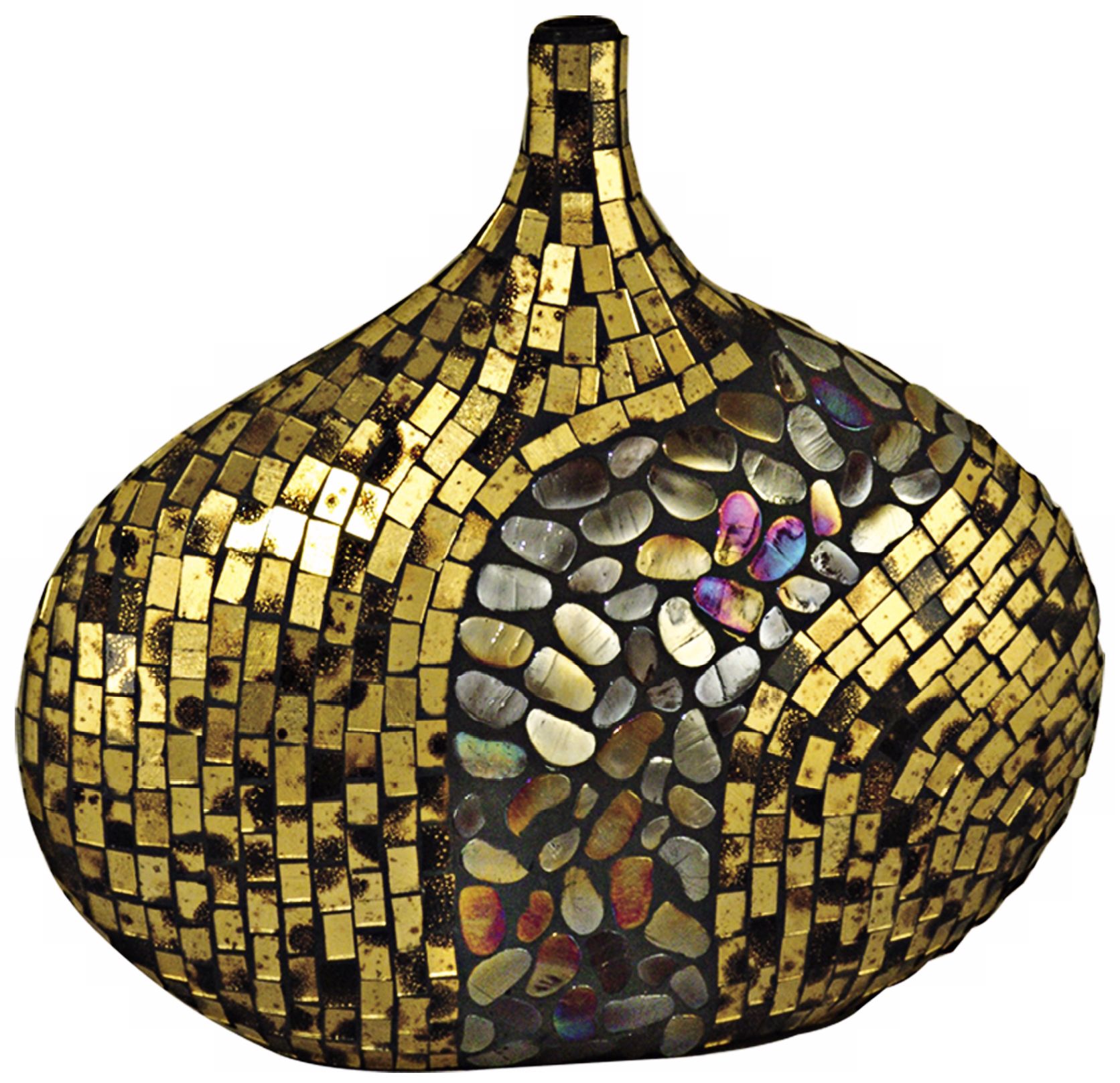 Dale Tiffany Antique Gold Oval Mosaic Art Glass Vase