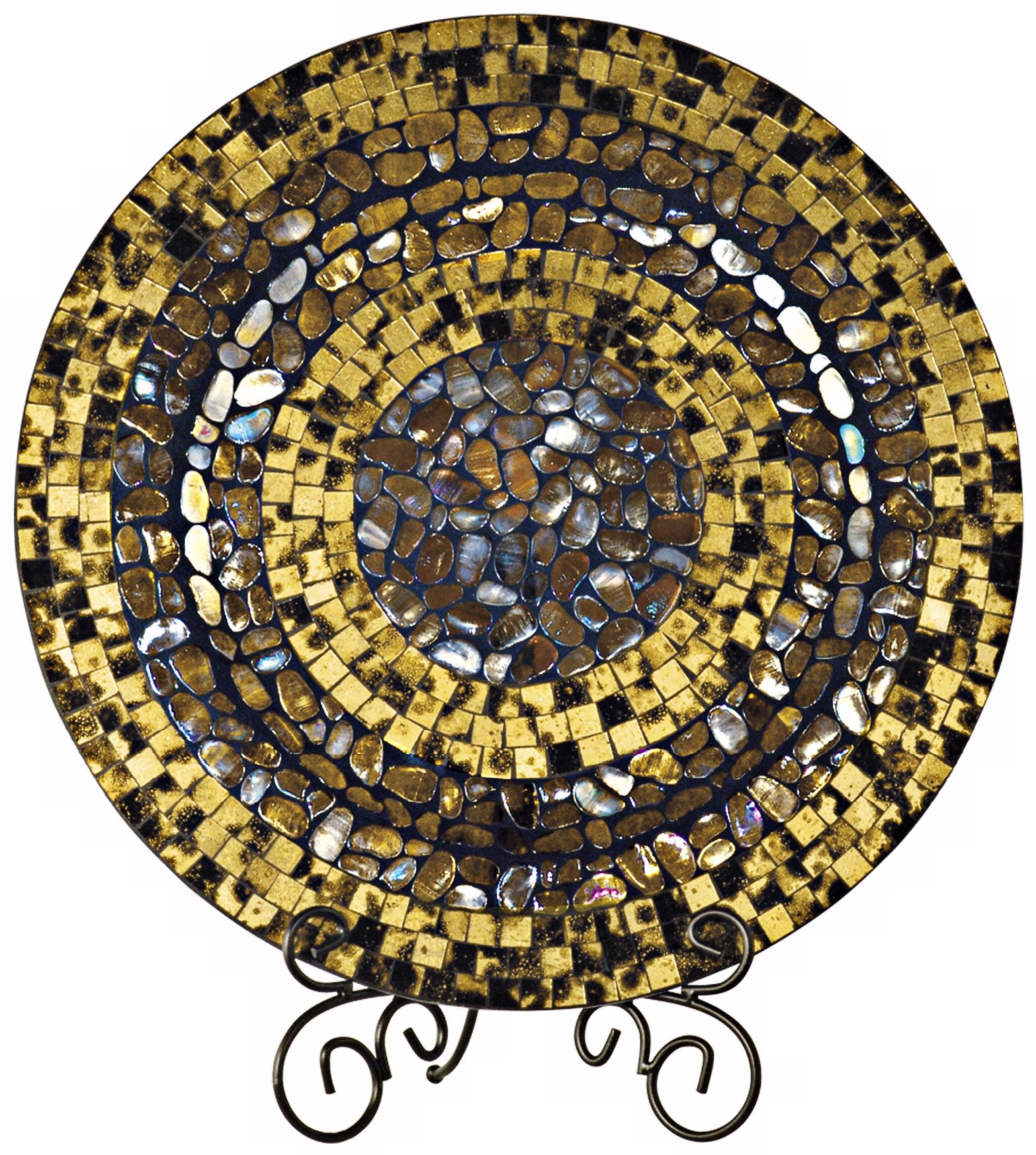 Dale Tiffany Antique Gold Mosaic Art Glass Charger