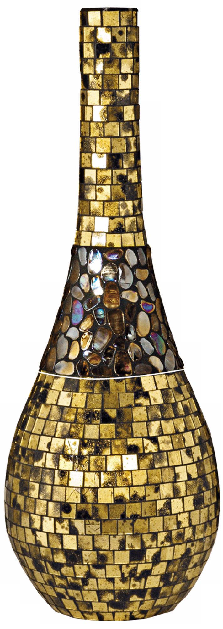 Dale Tiffany Antique Gold Tall Mosaic Art Glass Vase
