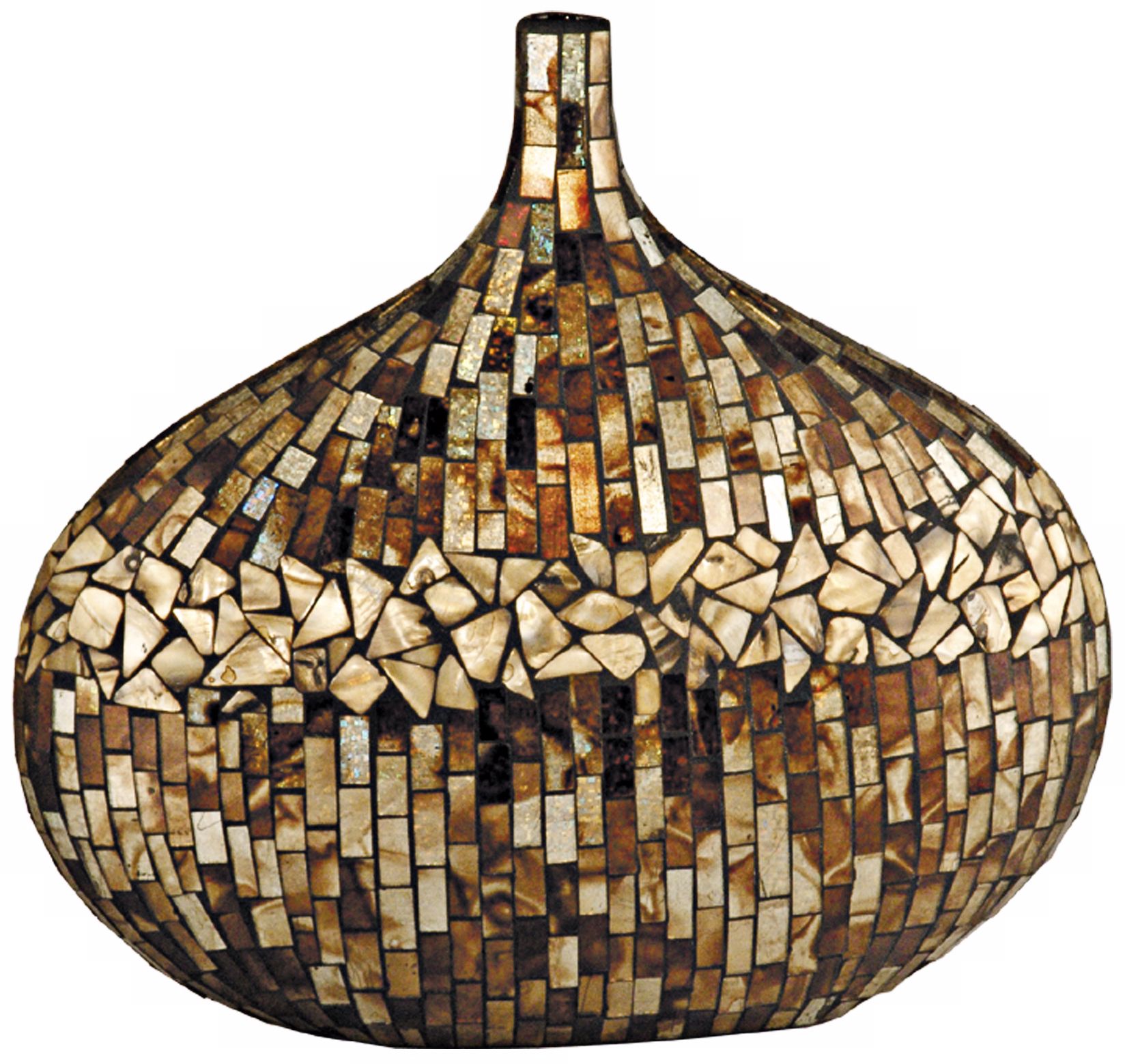 Dale Tiffany Amber Shell Oval Mosaic Art Glass Vase