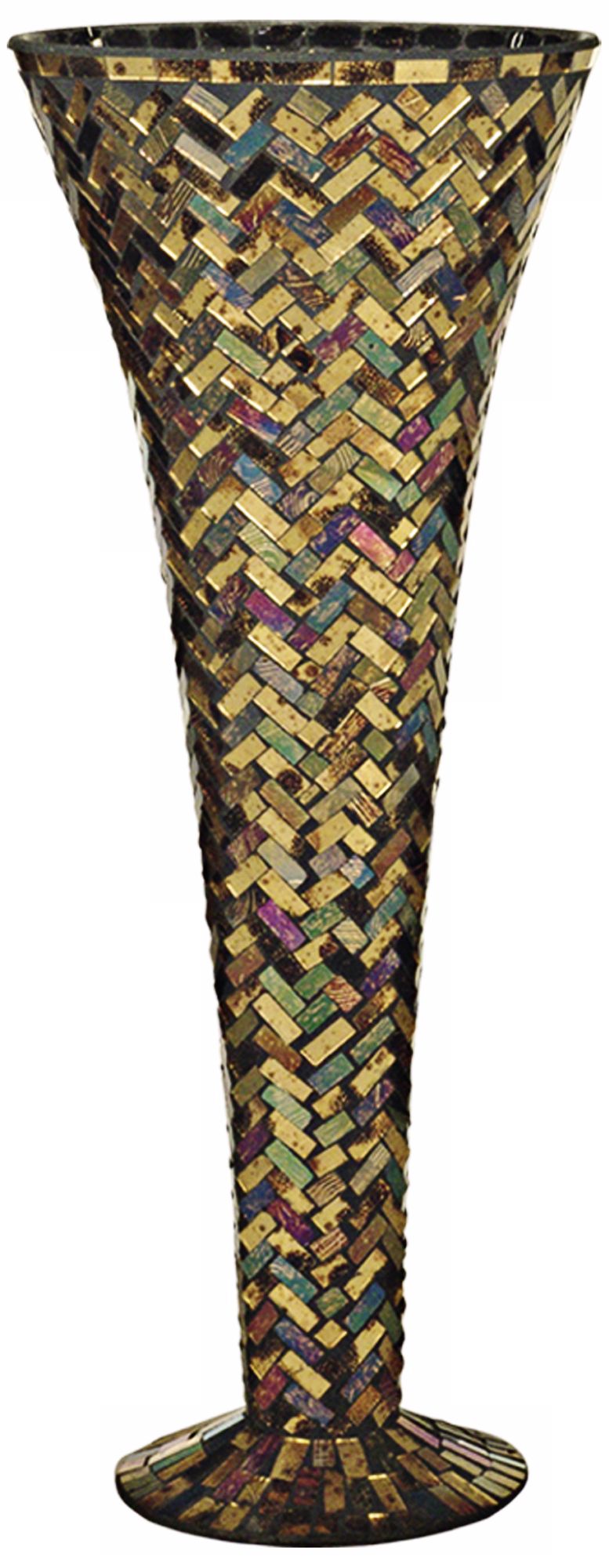 Dale Tiffany Herringbone Large Mosaic Art Glass Vase
