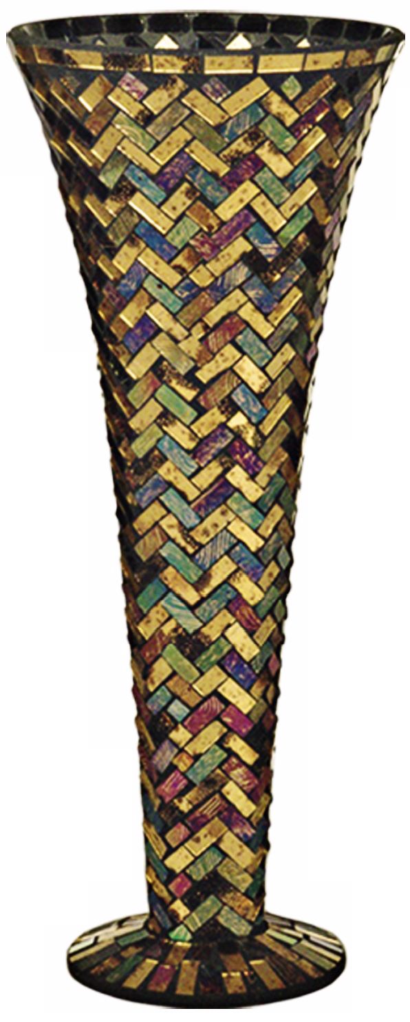 Dale Tiffany Herringbone Small Mosaic Art Glass Vase