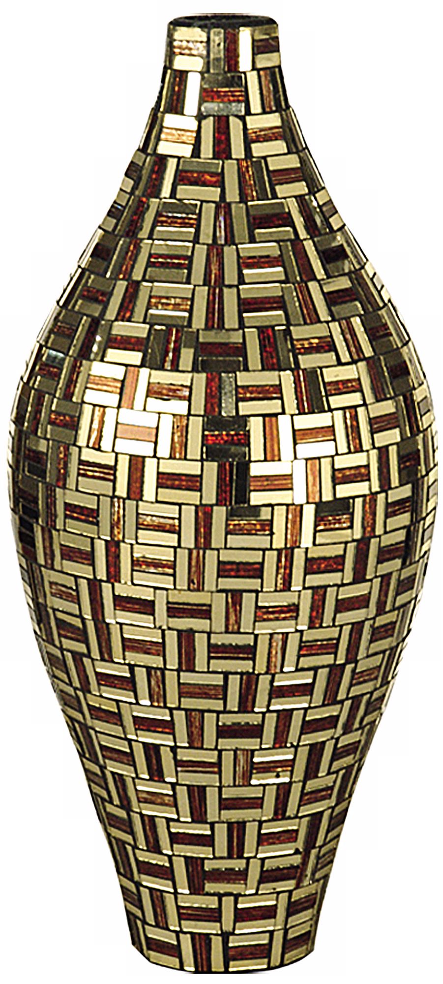 Dale Tiffany Ravenna Tall Bulbous Mosaic Art Glass Vase
