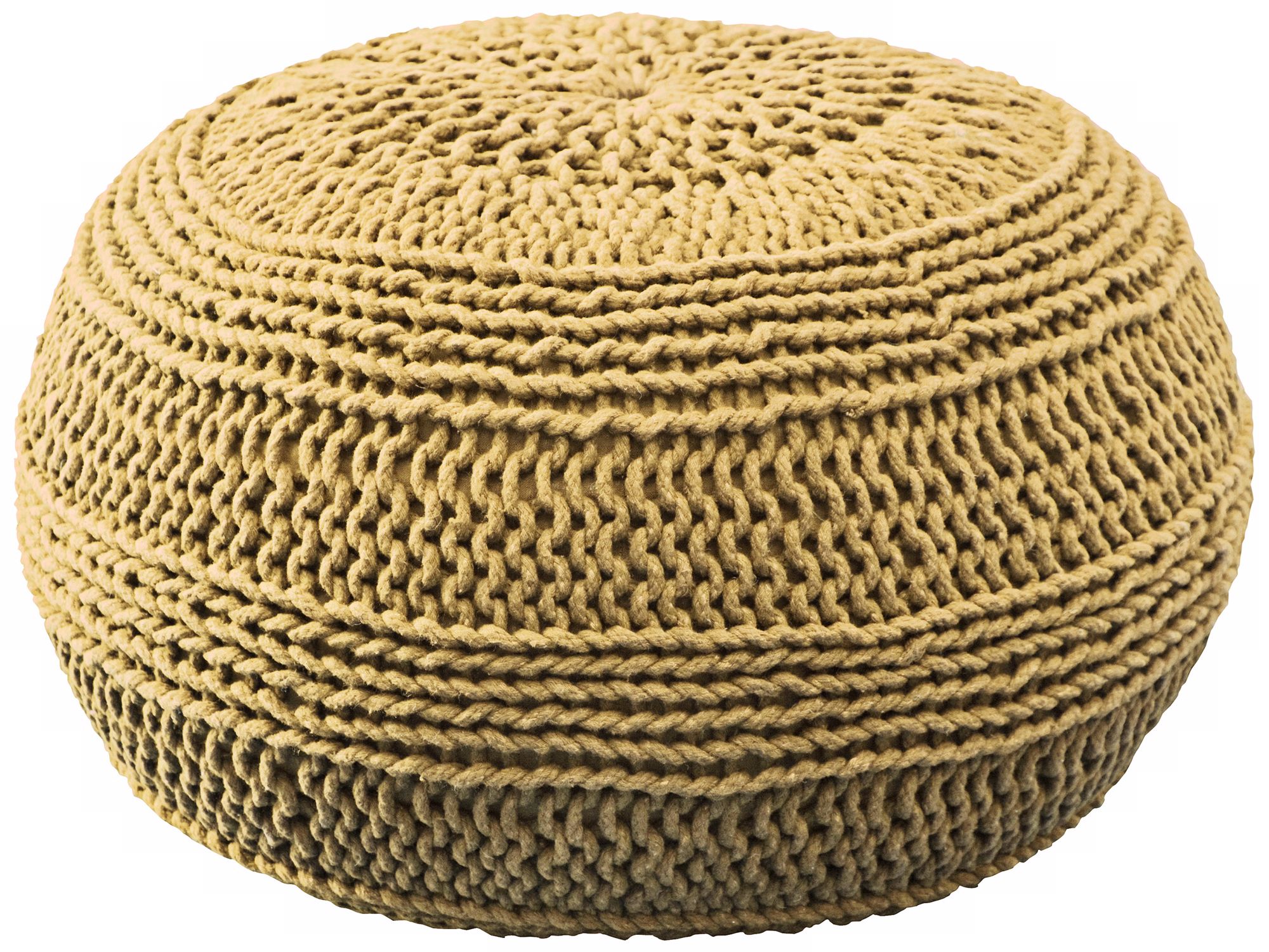 Mustard Yellow Roped Cotton Pouf Ottoman