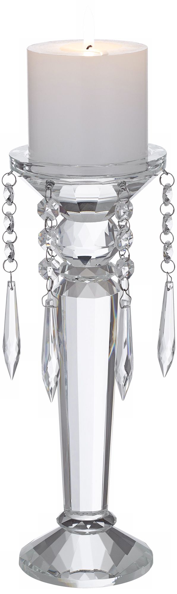 Large Crystal Pillar Candle Holder