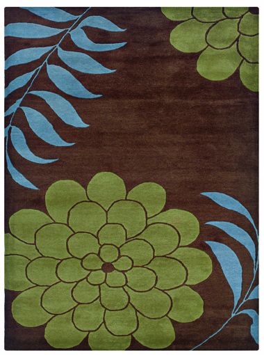 Fusion FN1044 Green Floral Area Rug