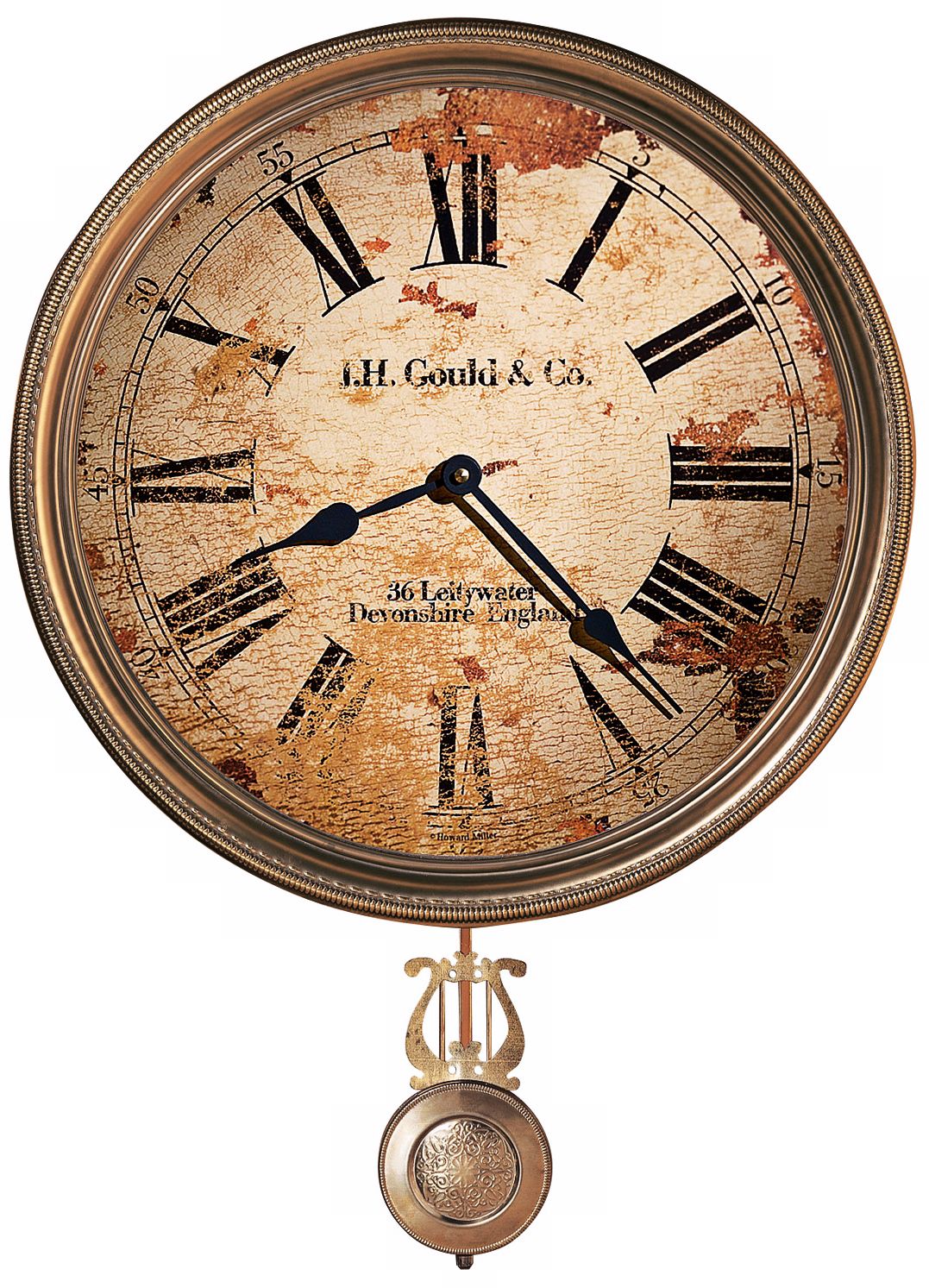 Howard Miller J.H. Gould 21" High Brass Wall Clock
