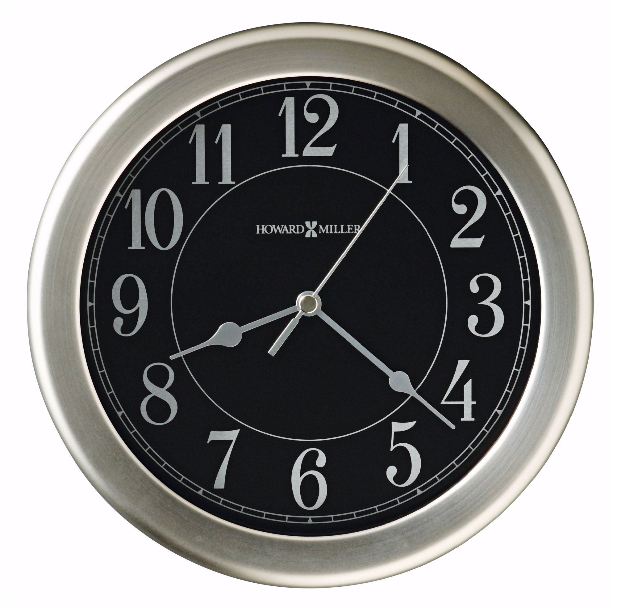 Howard Miller Libra 8 1/2" Black Dial Nickel Wall Clock