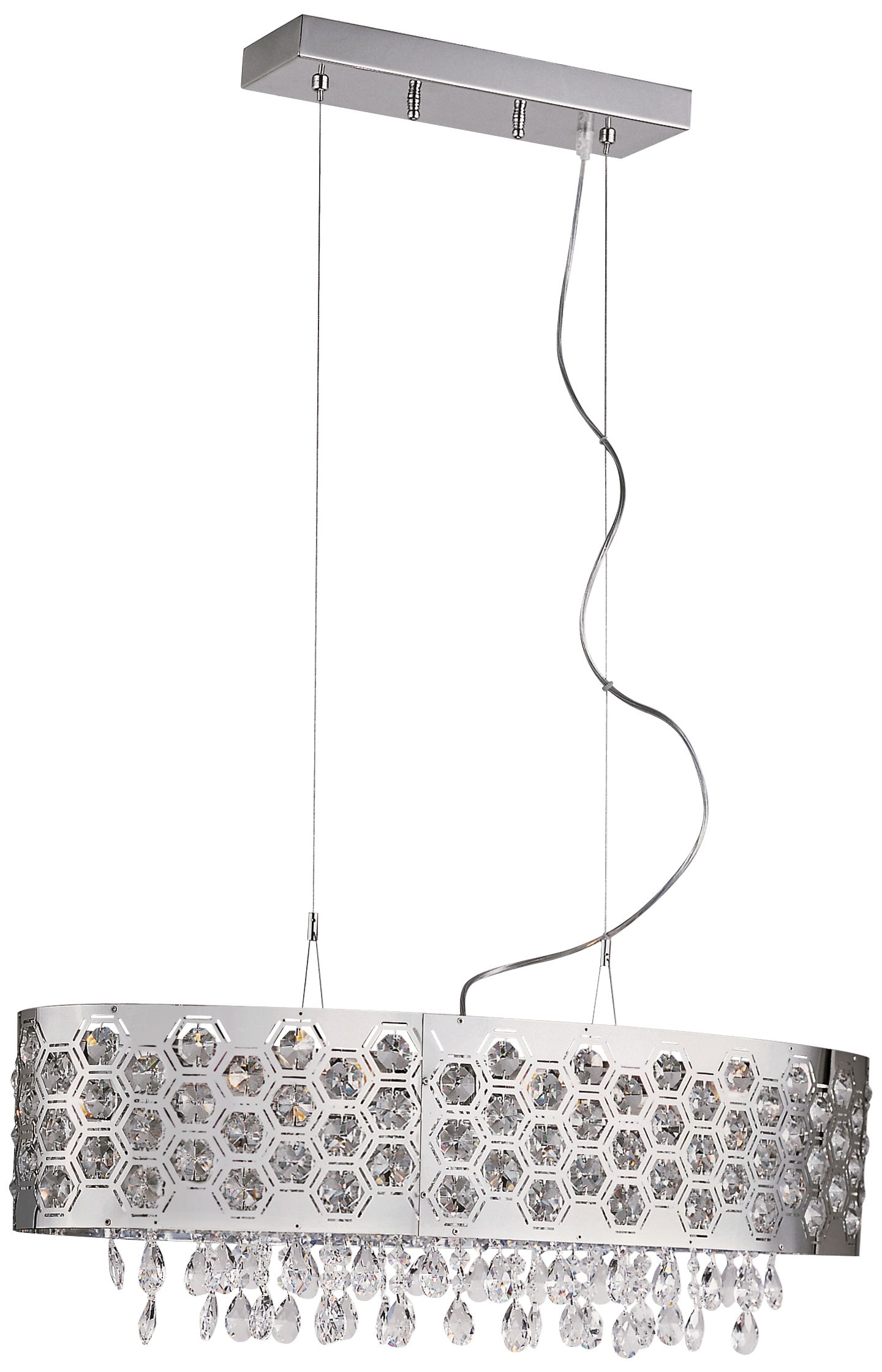 Inset Pentagons 28" Wide 6-Light Crystal Pendant Light