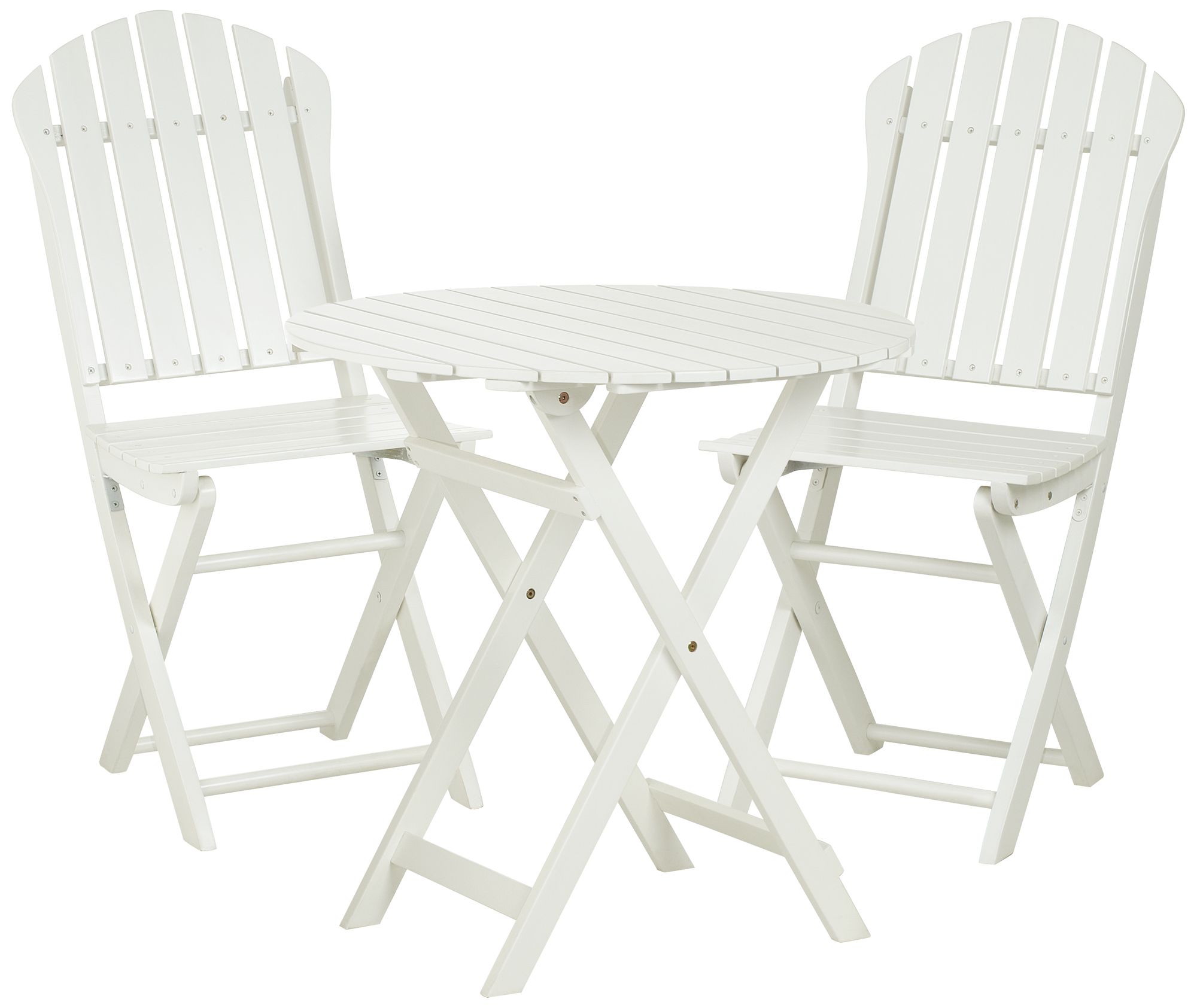Set of 3 Monterey Round White Wood Table and Chairs
