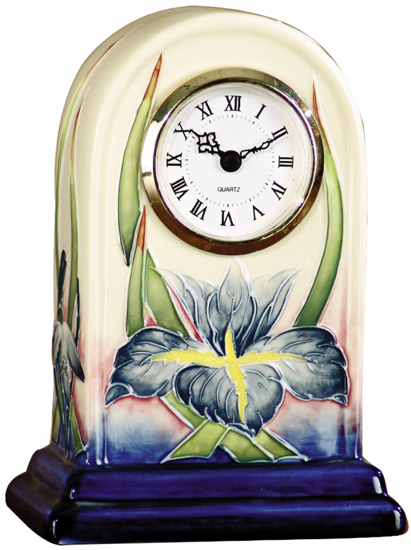 Dale Tiffany Iris Hand-Painted Porcelain Clock