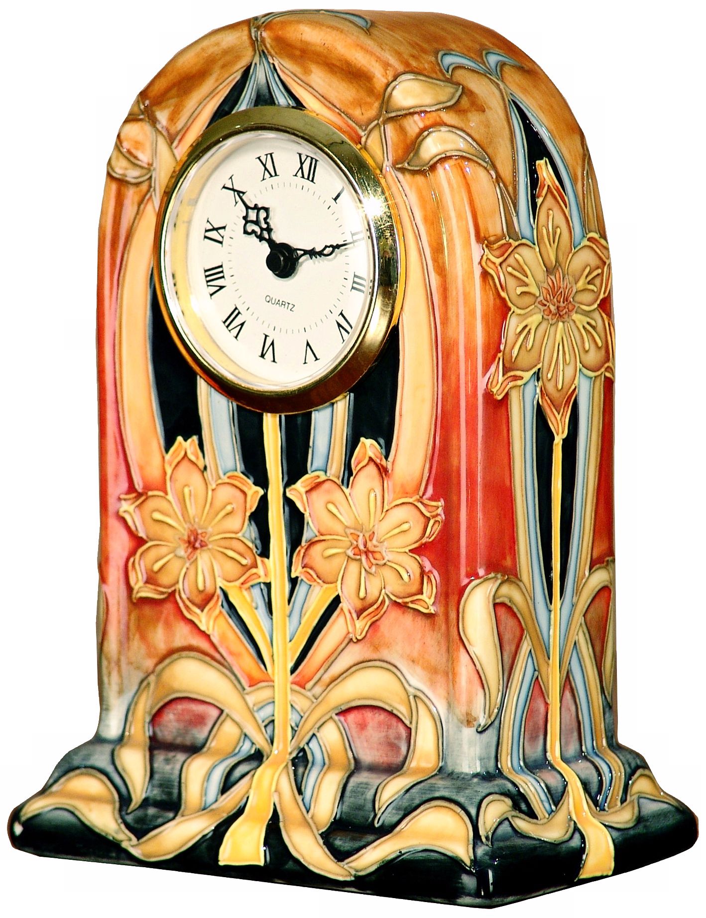 Dale Tiffany Pasque Flower Hand-Painted Porcelain Clock