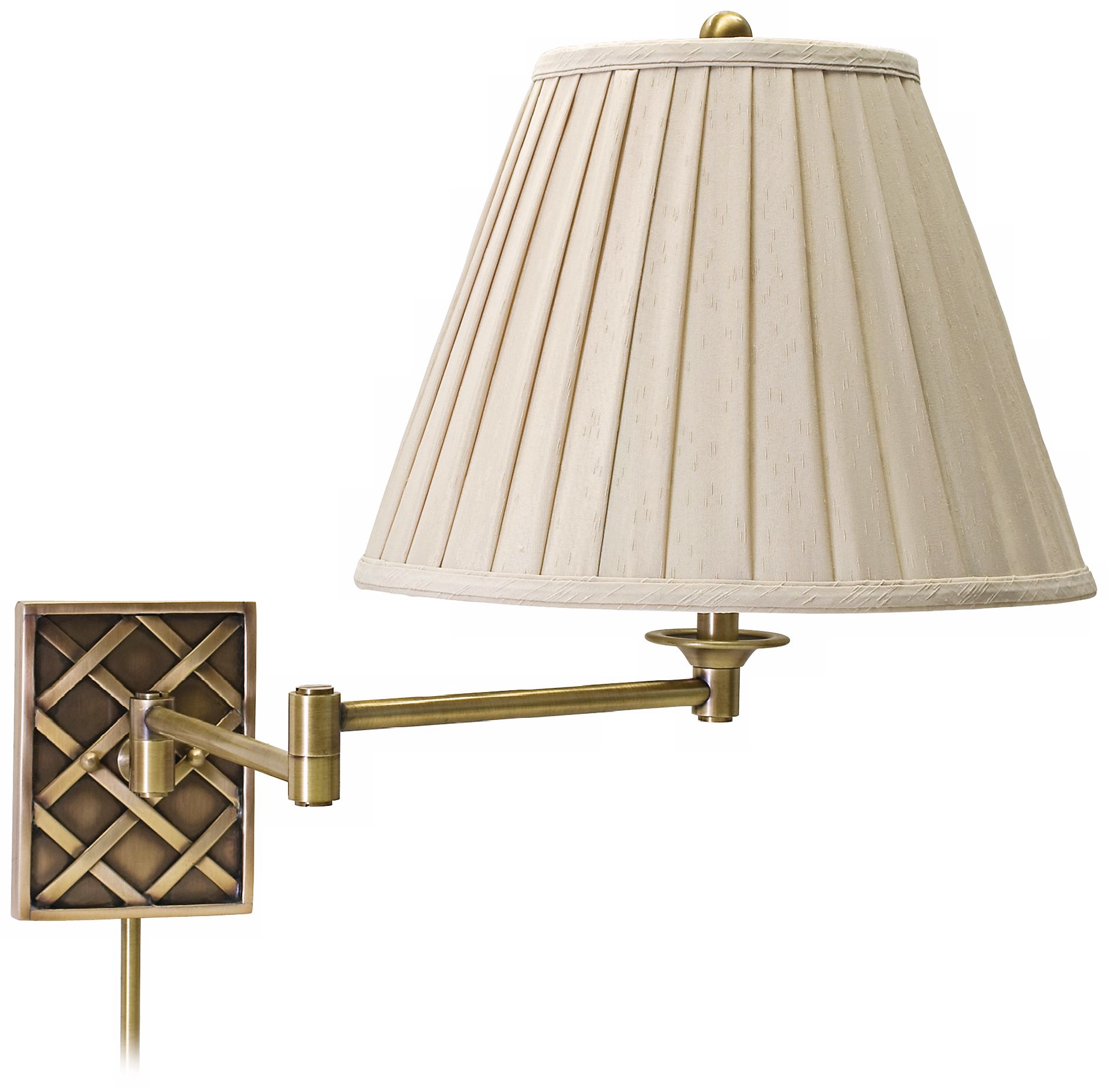 House of Troy Deco Basket Brass Swing Arm Wall Lamp