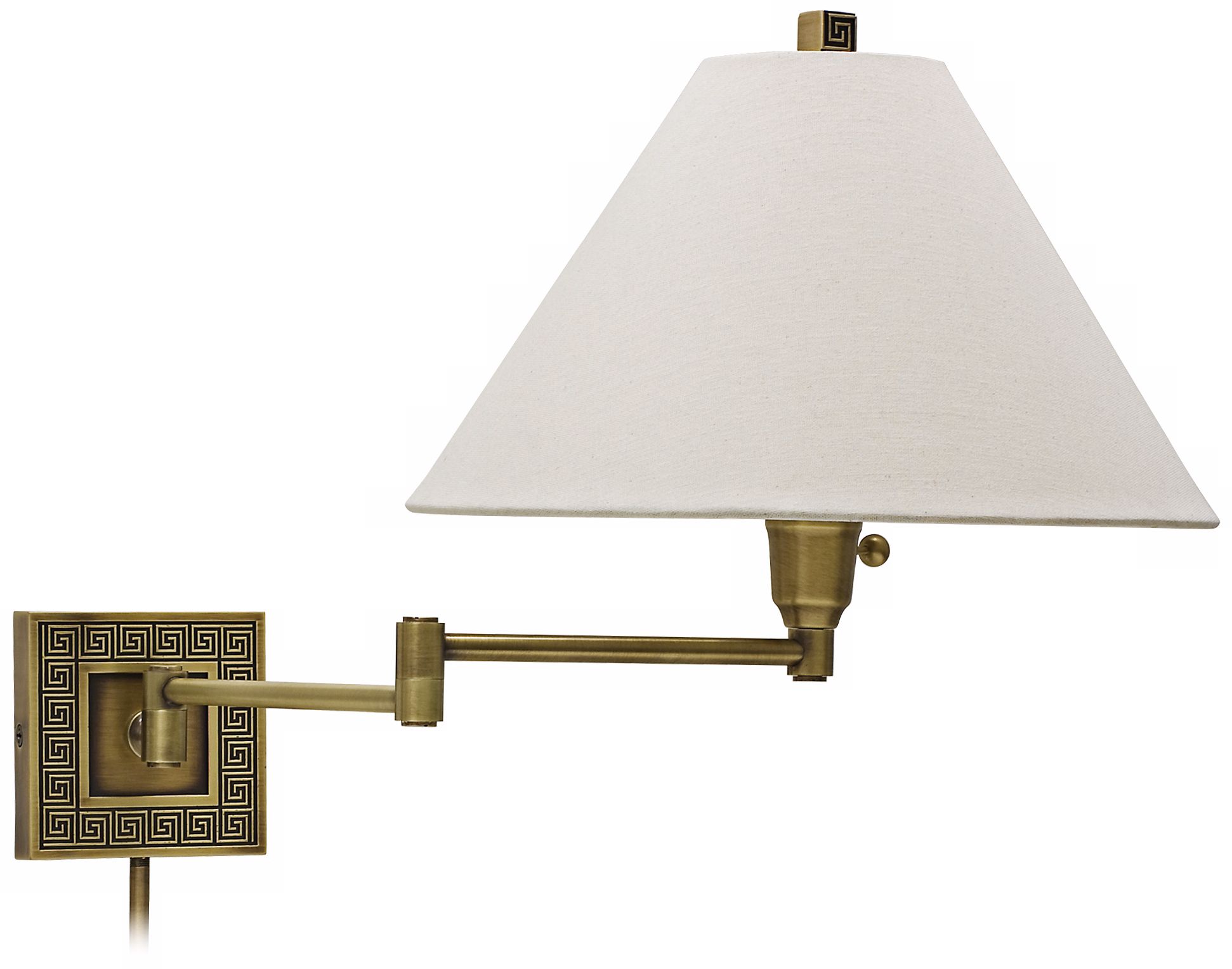 House of Troy Greek Key Antique Brass Swing Arm Wall Lamp