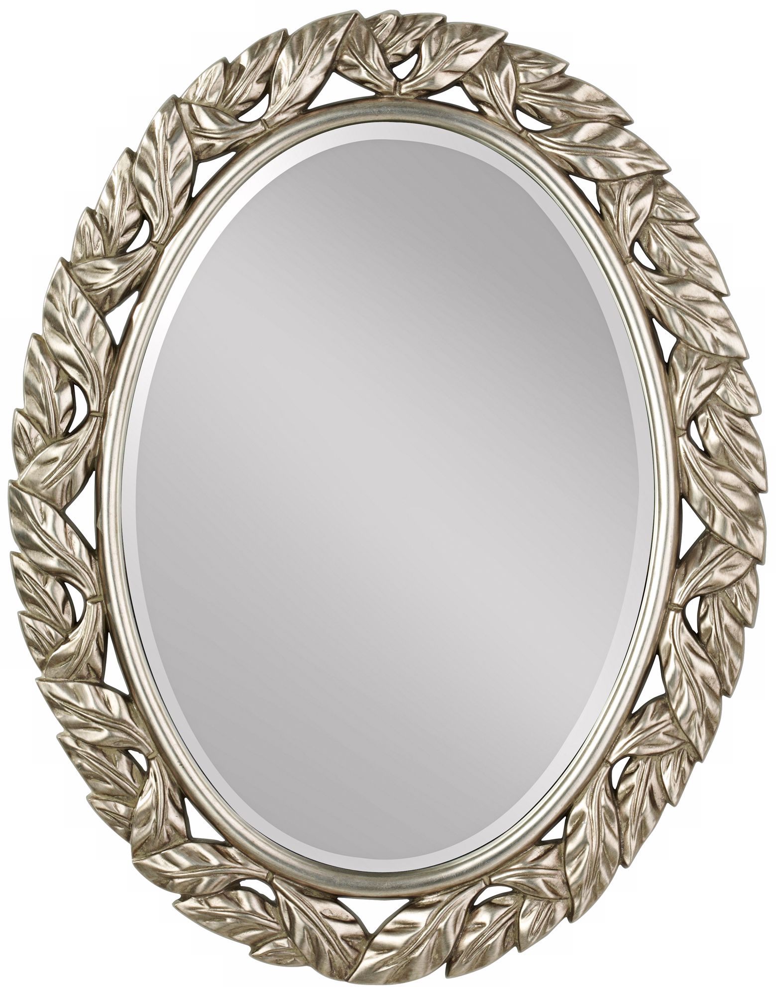 Murray Feiss Leaves Oval 36 1/4" High Silver Wall Mirror