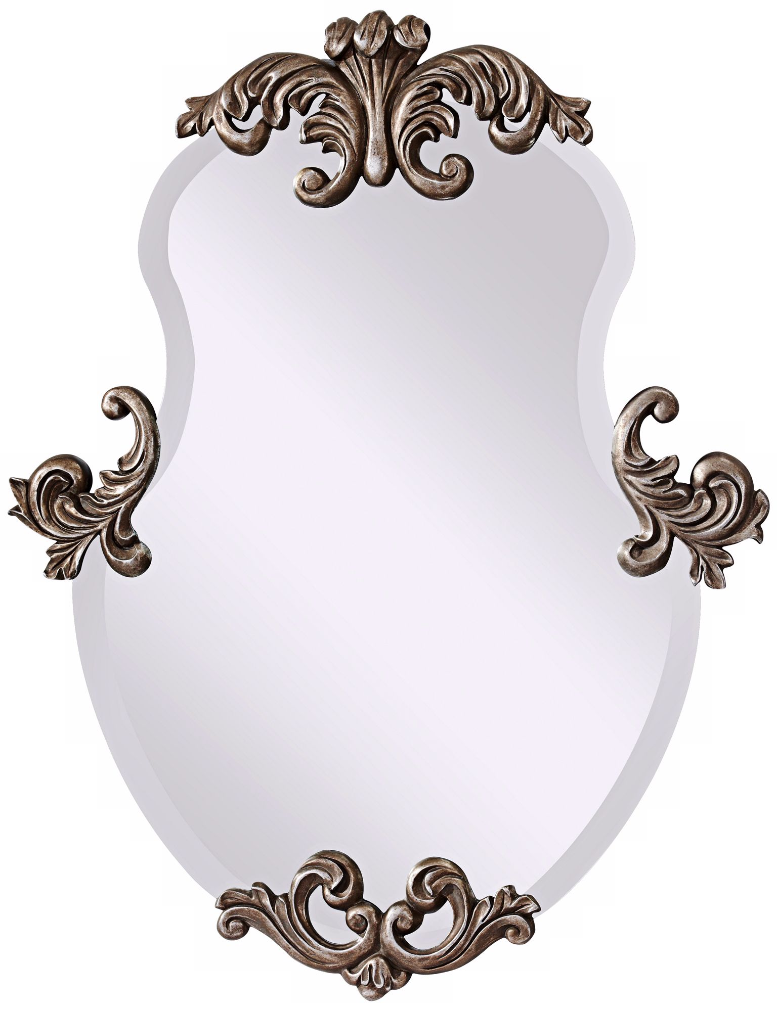 Murray Feiss Venice Silver 35" High Curved Wall Mirror