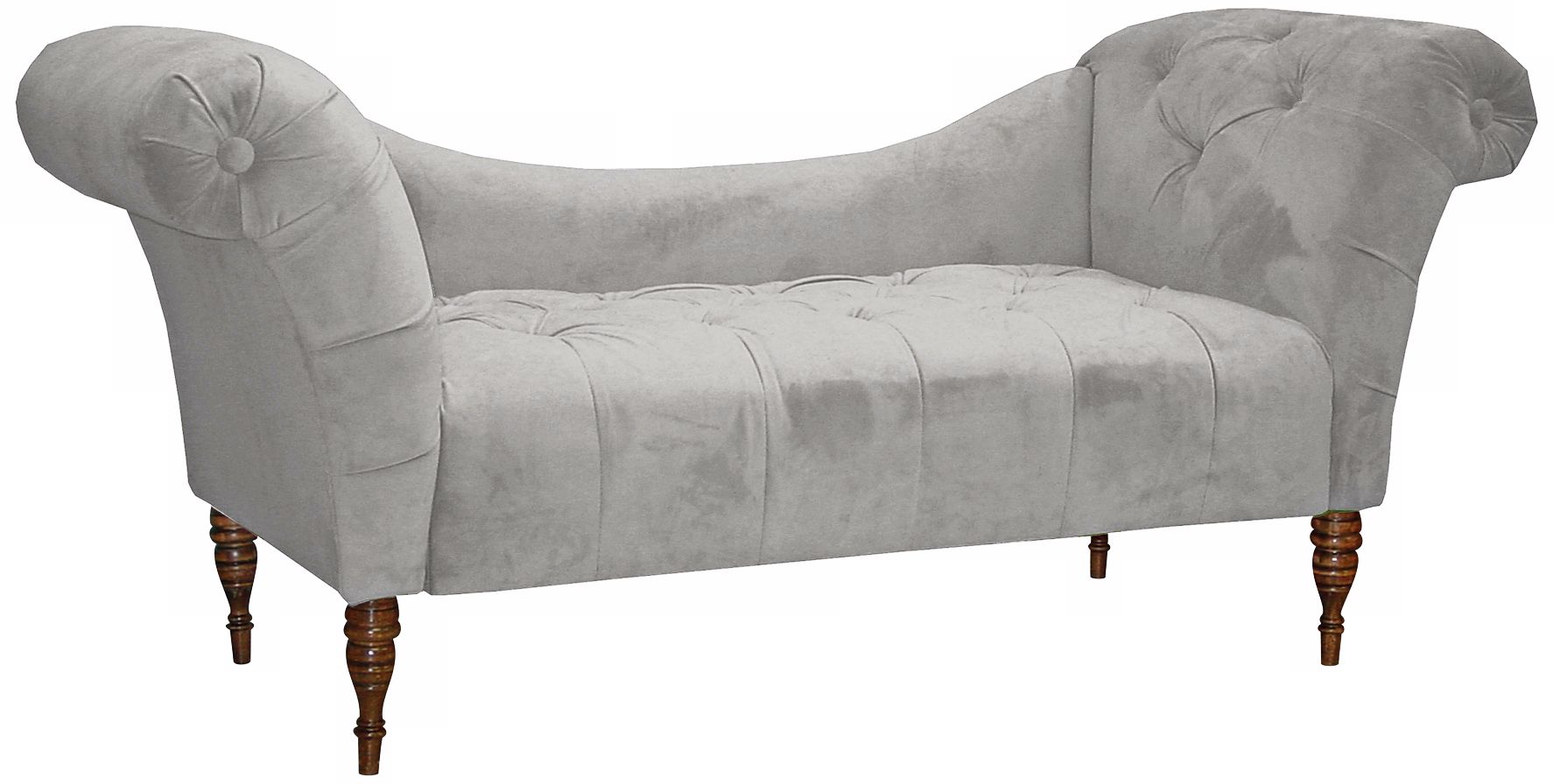 Light Grey Tufted Velvet Chaise