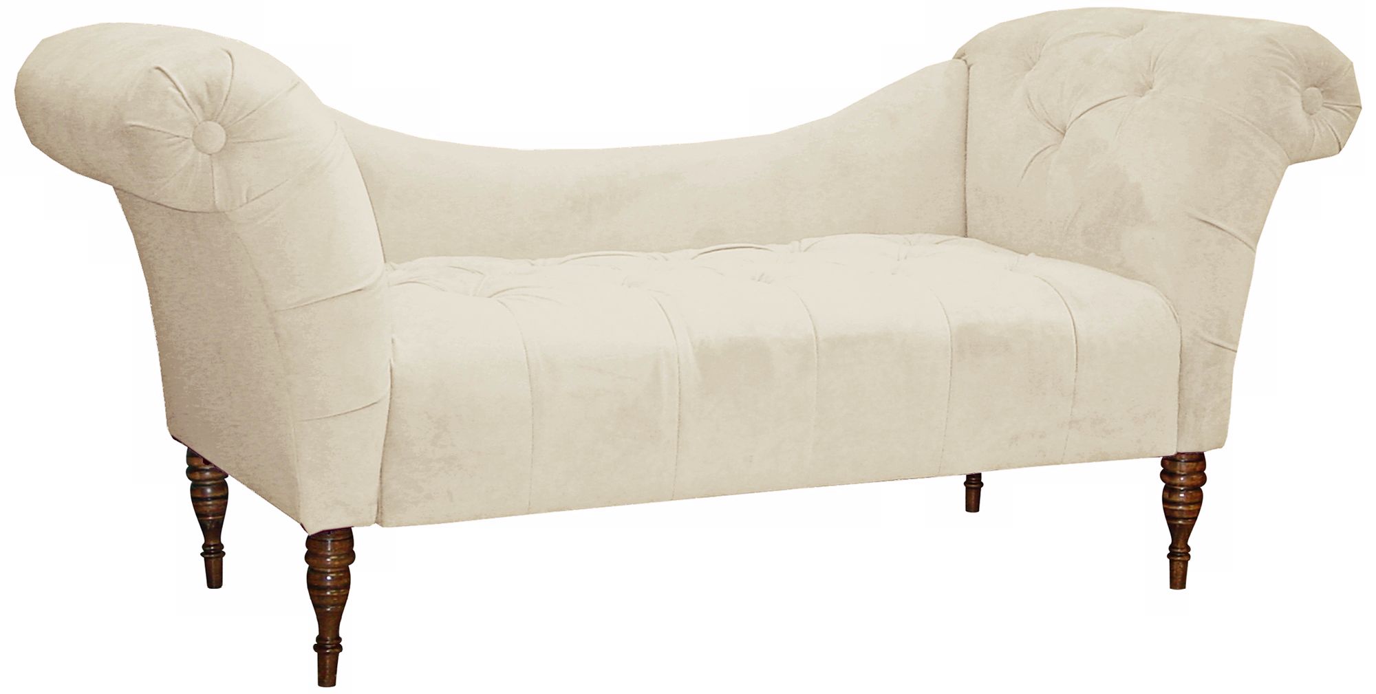 Antique White Tufted Velvet Chaise