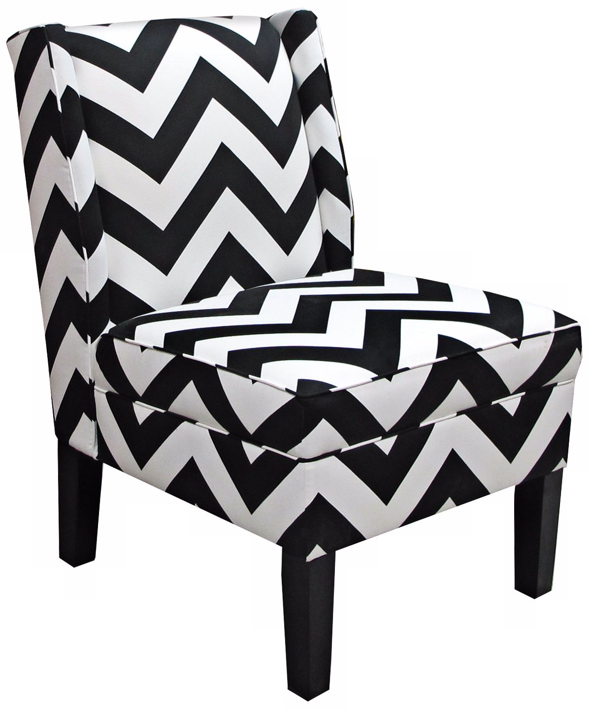 Chevron Black and White Zig Zag Wingback Accent Chair