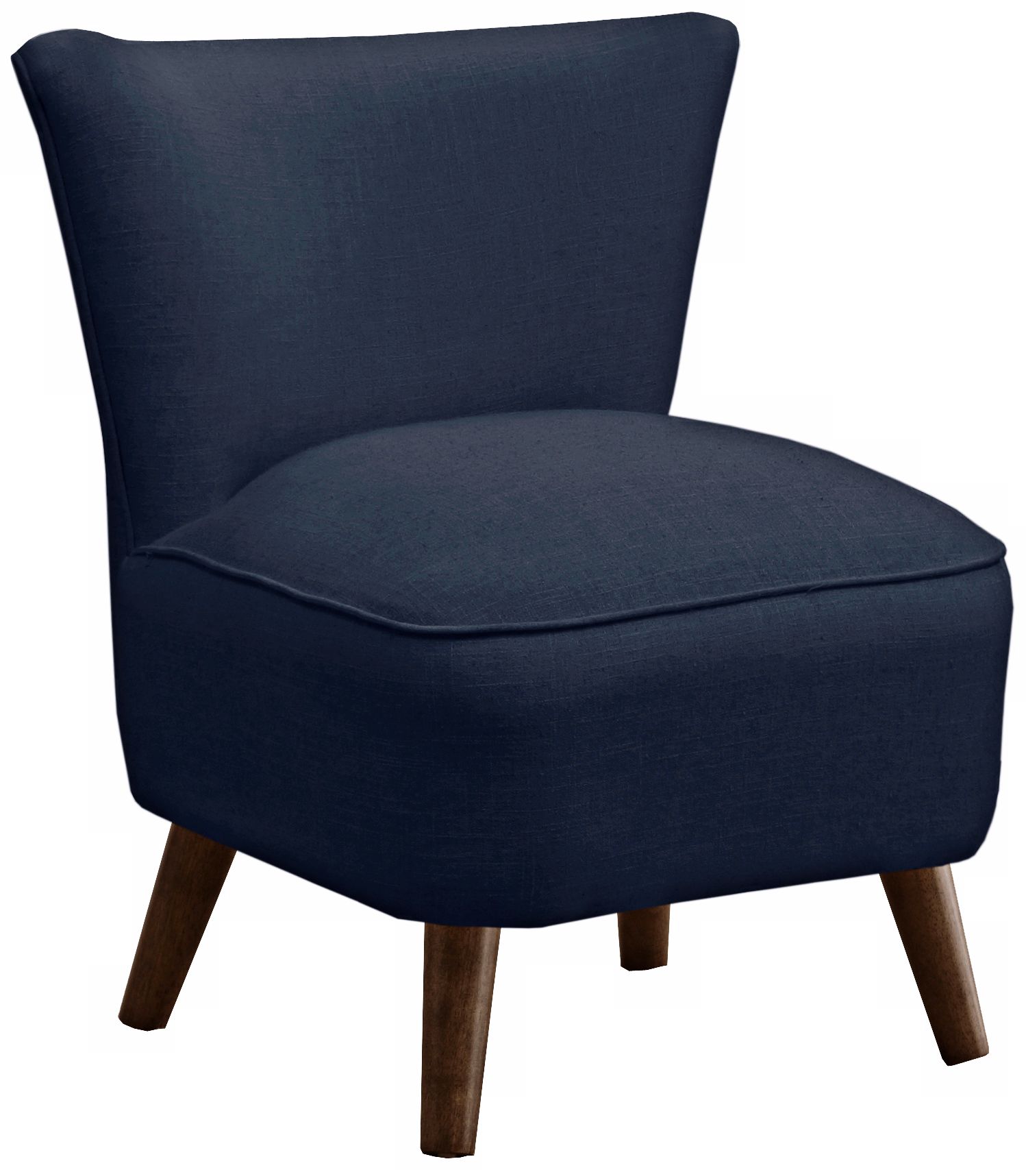 Annabelle Mid-Century Modern Navy Linen Chair