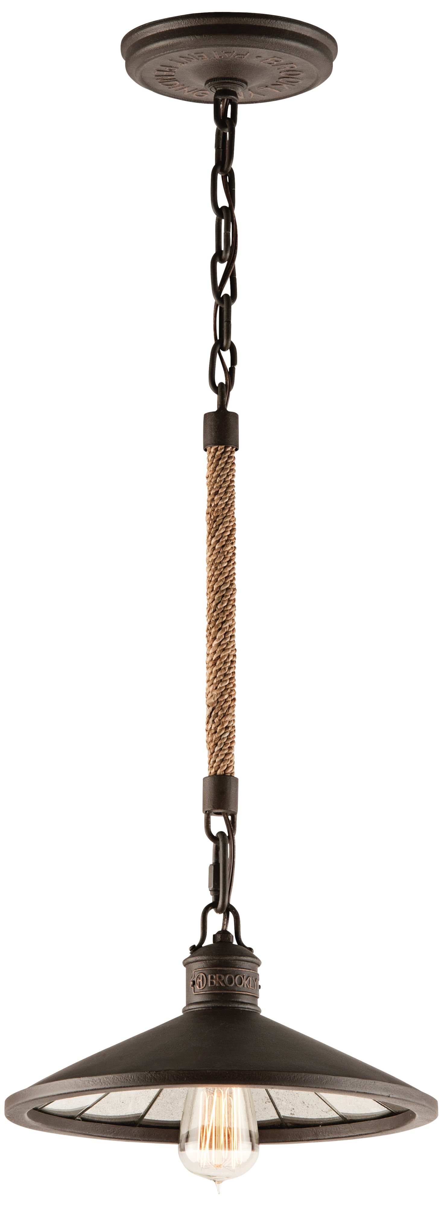 Brooklyn Bronze 12" Wide Hand-Worked Iron Pendant Light