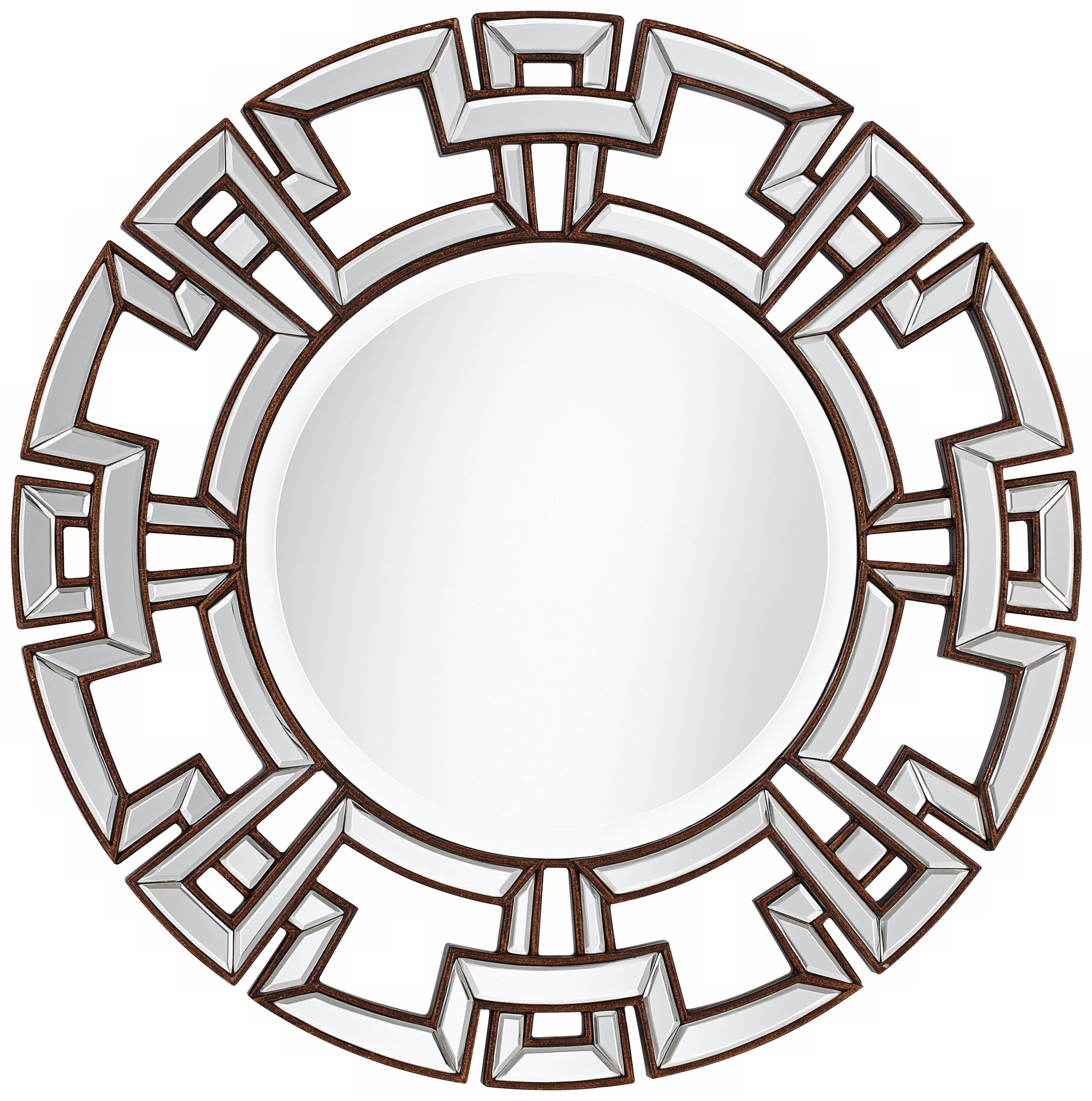 Greek Key 34 1/2" Wide Bronze Round Wall Mirror