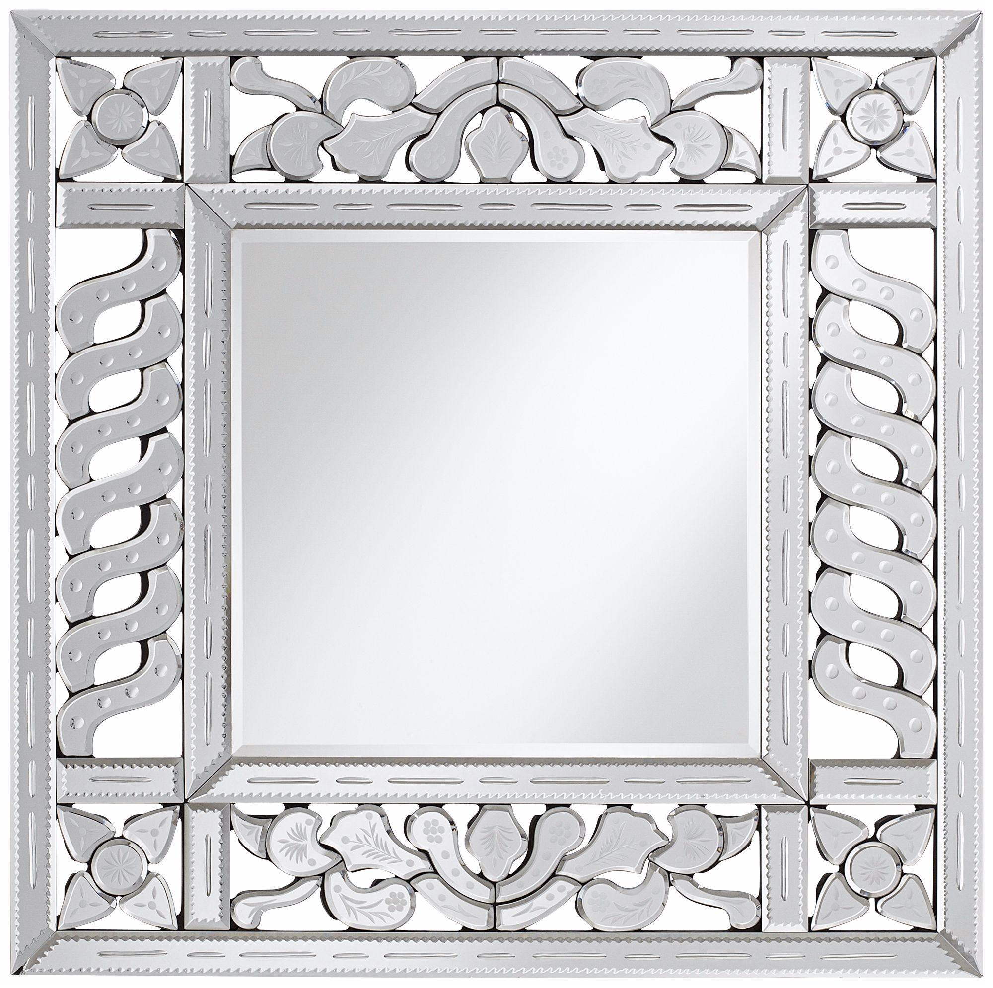 Etched Venetian 31 1/2" High Square Wall Mirror