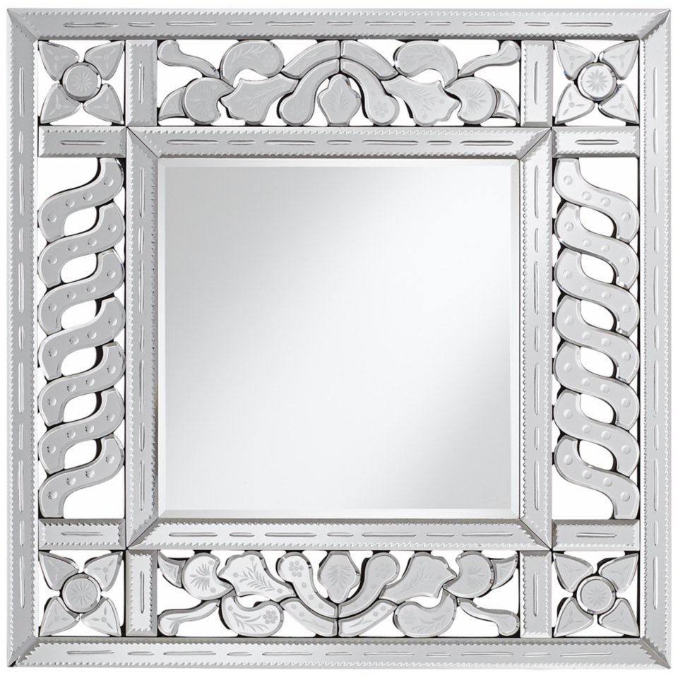 Etched Venetian 31 1/2" High Square Wall Mirror   #X5855