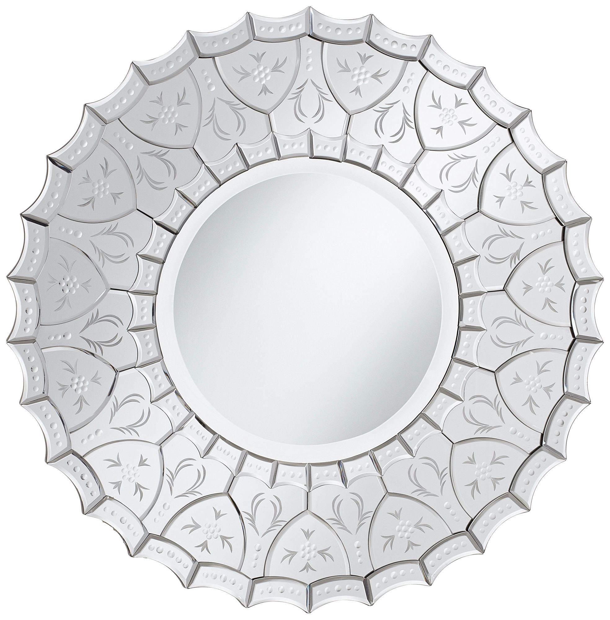 Venetian Scalloped Edge 31 1/2" Wide Round Wall Mirror