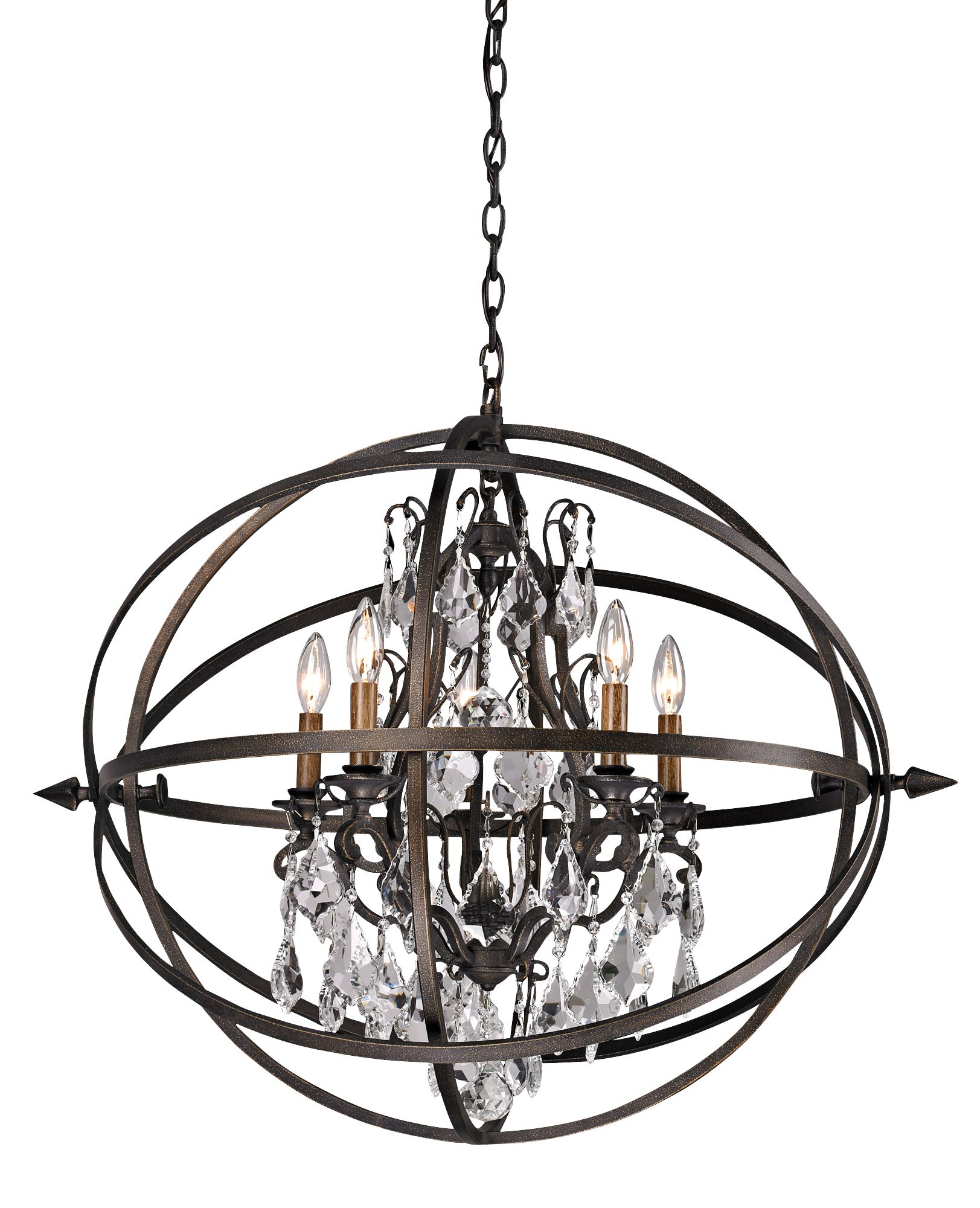 Byron 27 1/4" Vintage Bronze And Crystal Chandelier