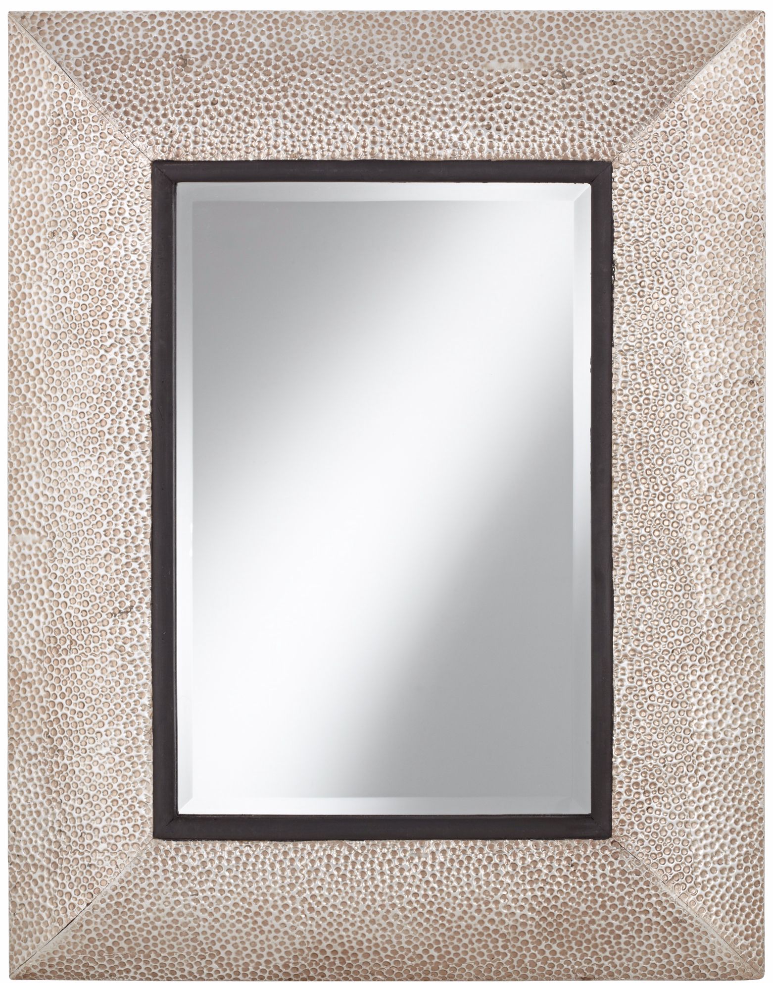 Hammered Silver Metal 35 1/2" High Rectangular Wall Mirror