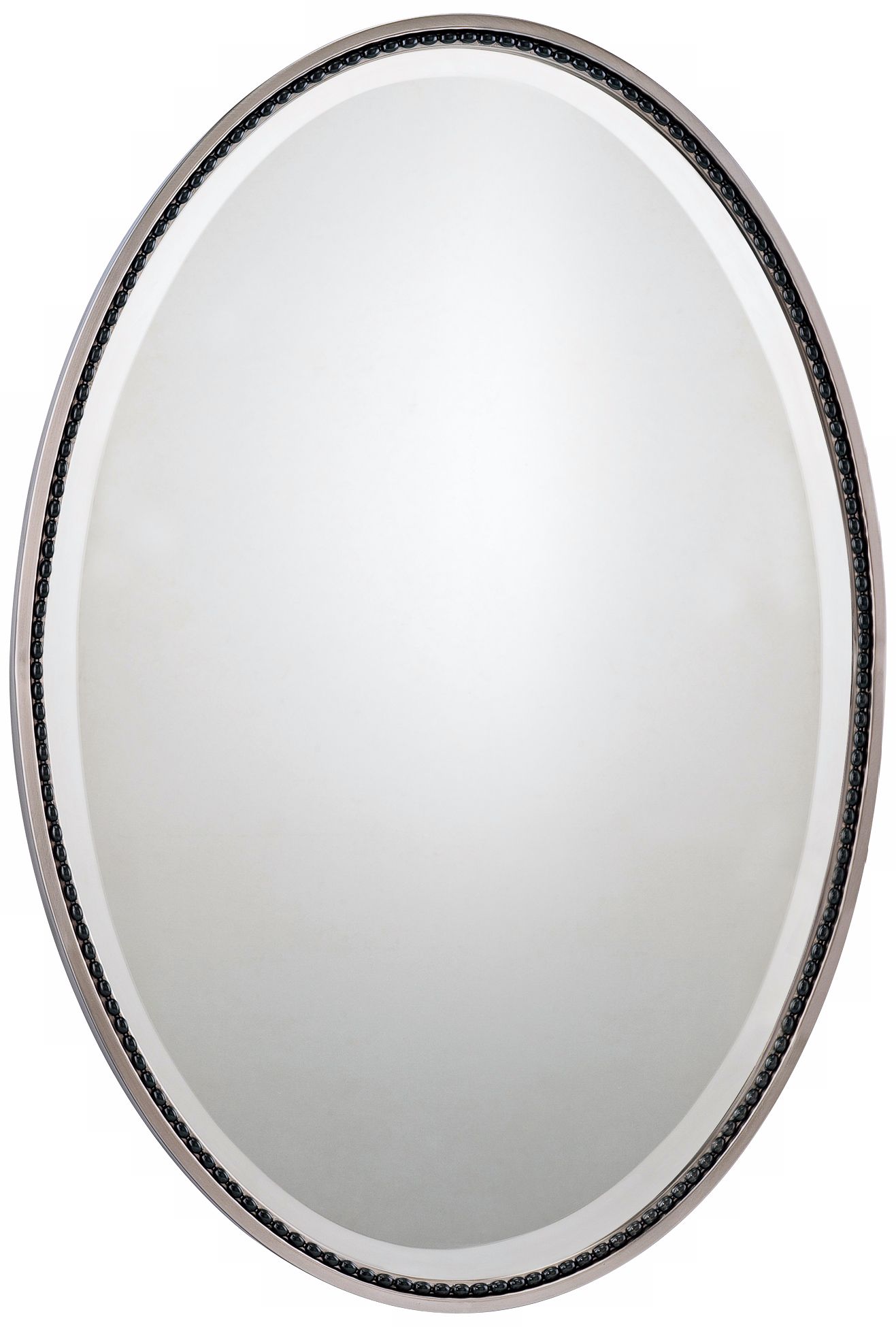Quoizel Larchmont Nickel 32" High Oval Wall Mirror