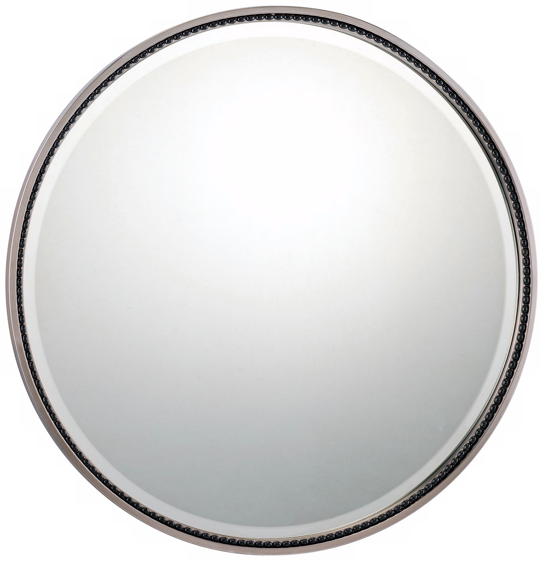 Quoizel Larchmont Nickel 28" Wide Round Wall Mirror