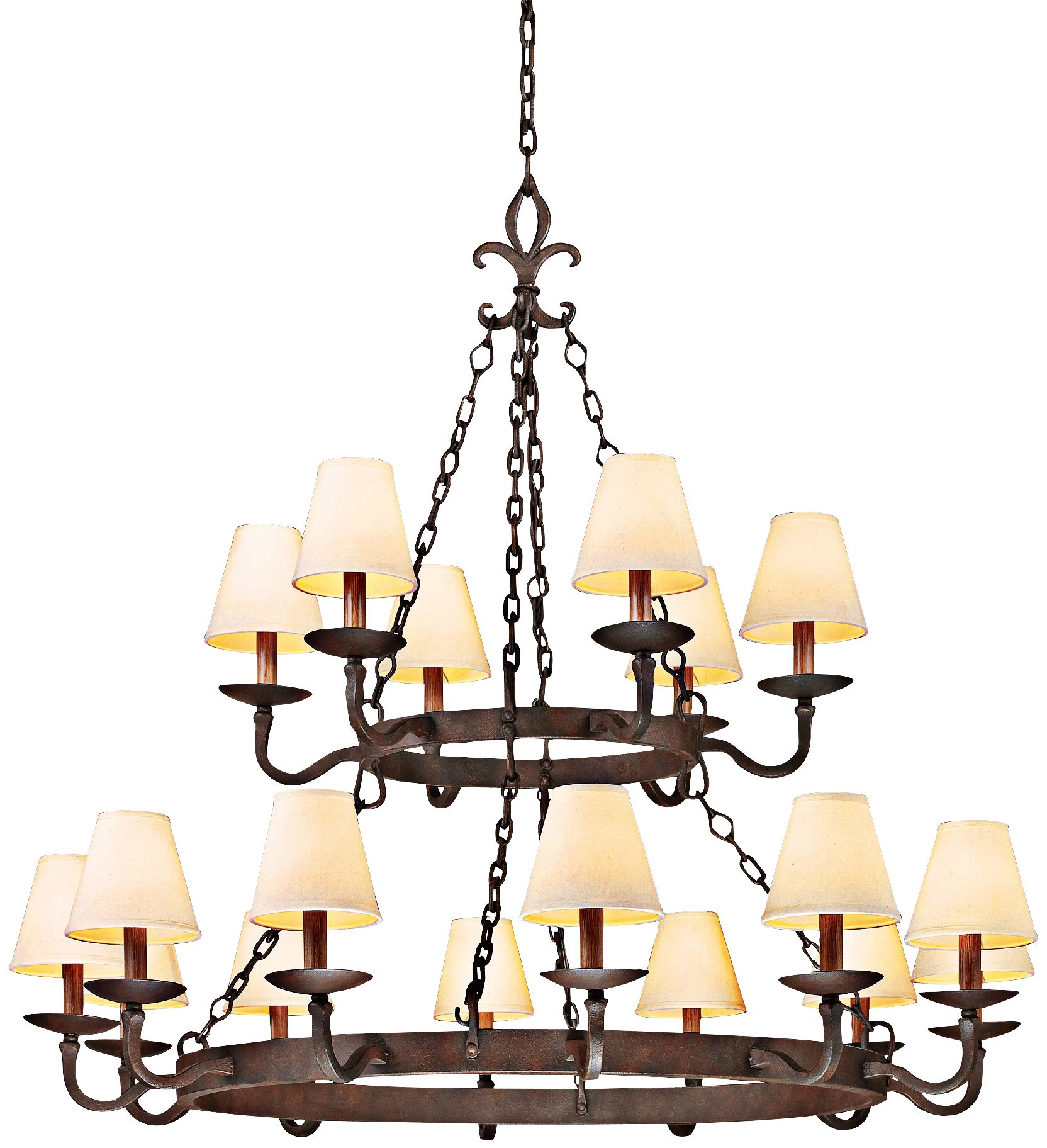 Lyon Burnt Sienna 18-Light 48" Hand-Forged Iron Chandelier