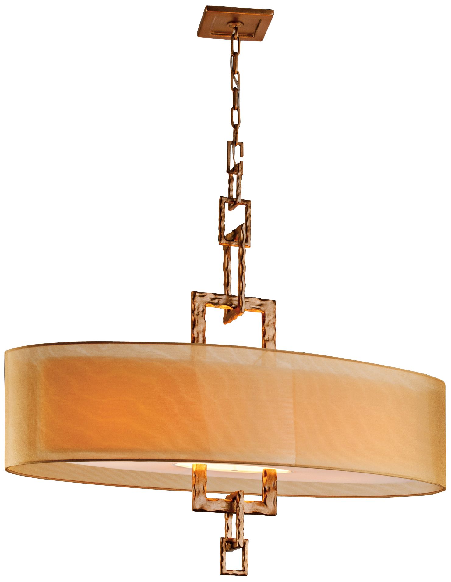 Link Bronze Leaf 16" Wide Hand-Forged Iron Chandelier