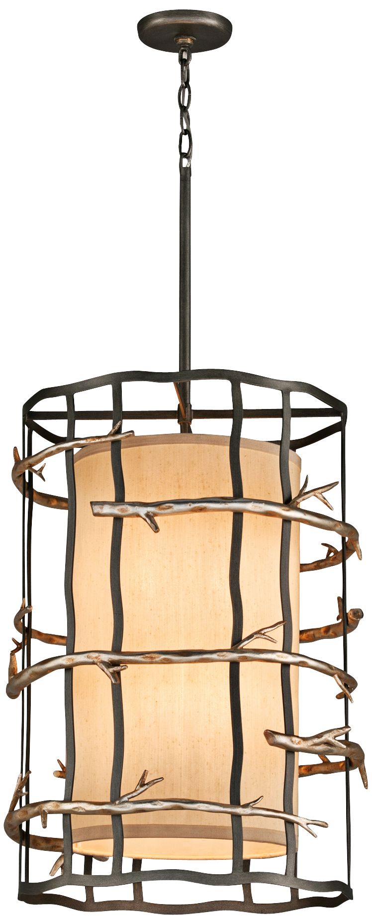Adirondack Graphite Silver Leaf 18" Wide Pendant Chandelier