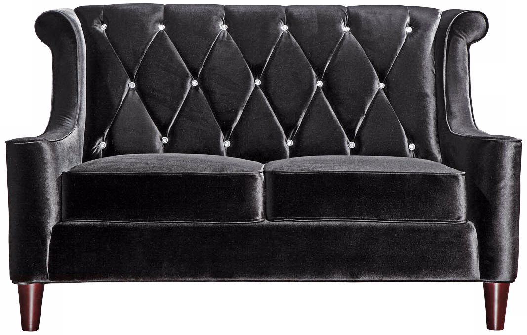 Barrister Crystal Black Velvet Loveseat