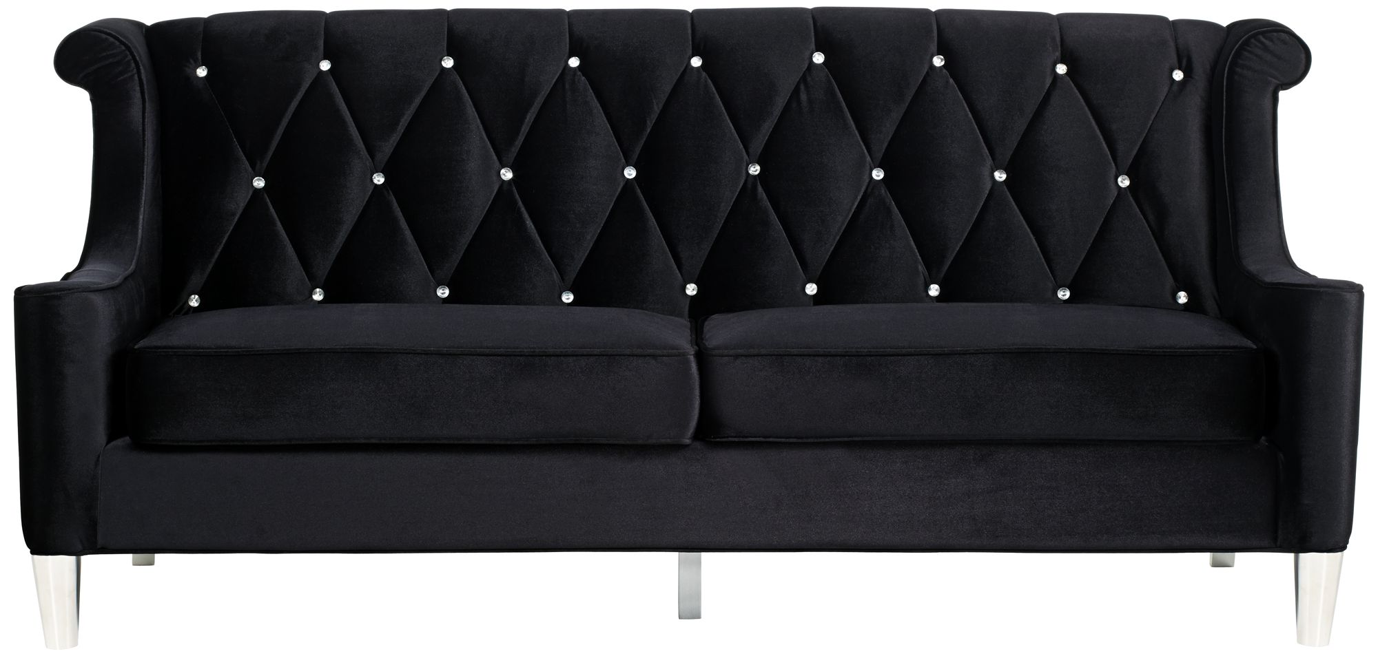 Barrister Crystal Black Velvet Sofa