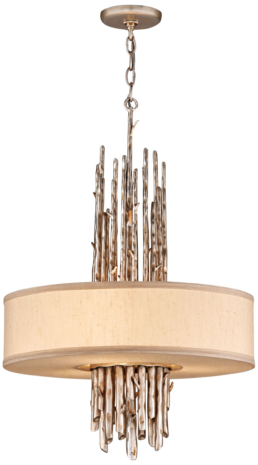 Adirondack Graphite and Silver Leaf 20" Wide Chandelier