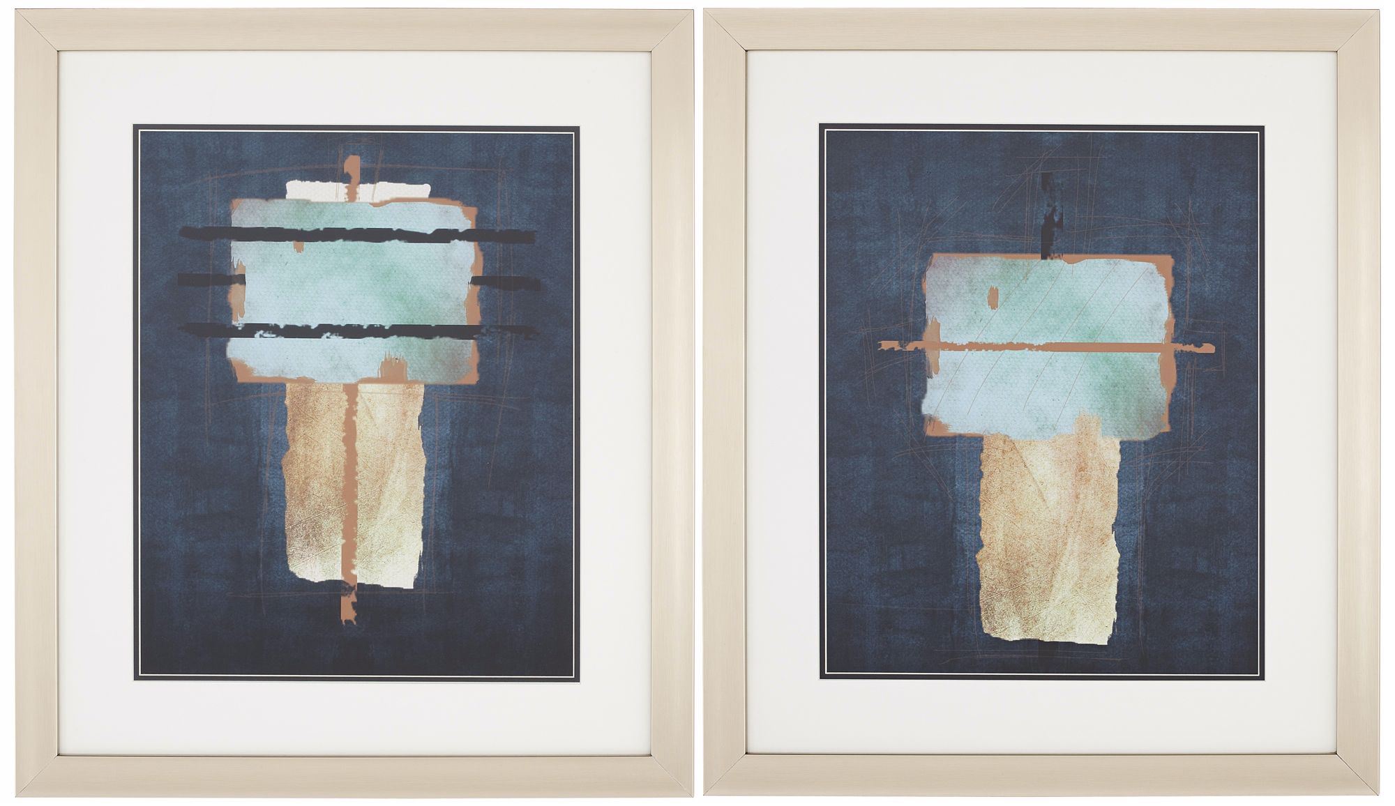Set of 2 Totem 31 1/4" High Framed Abstract Wall Art