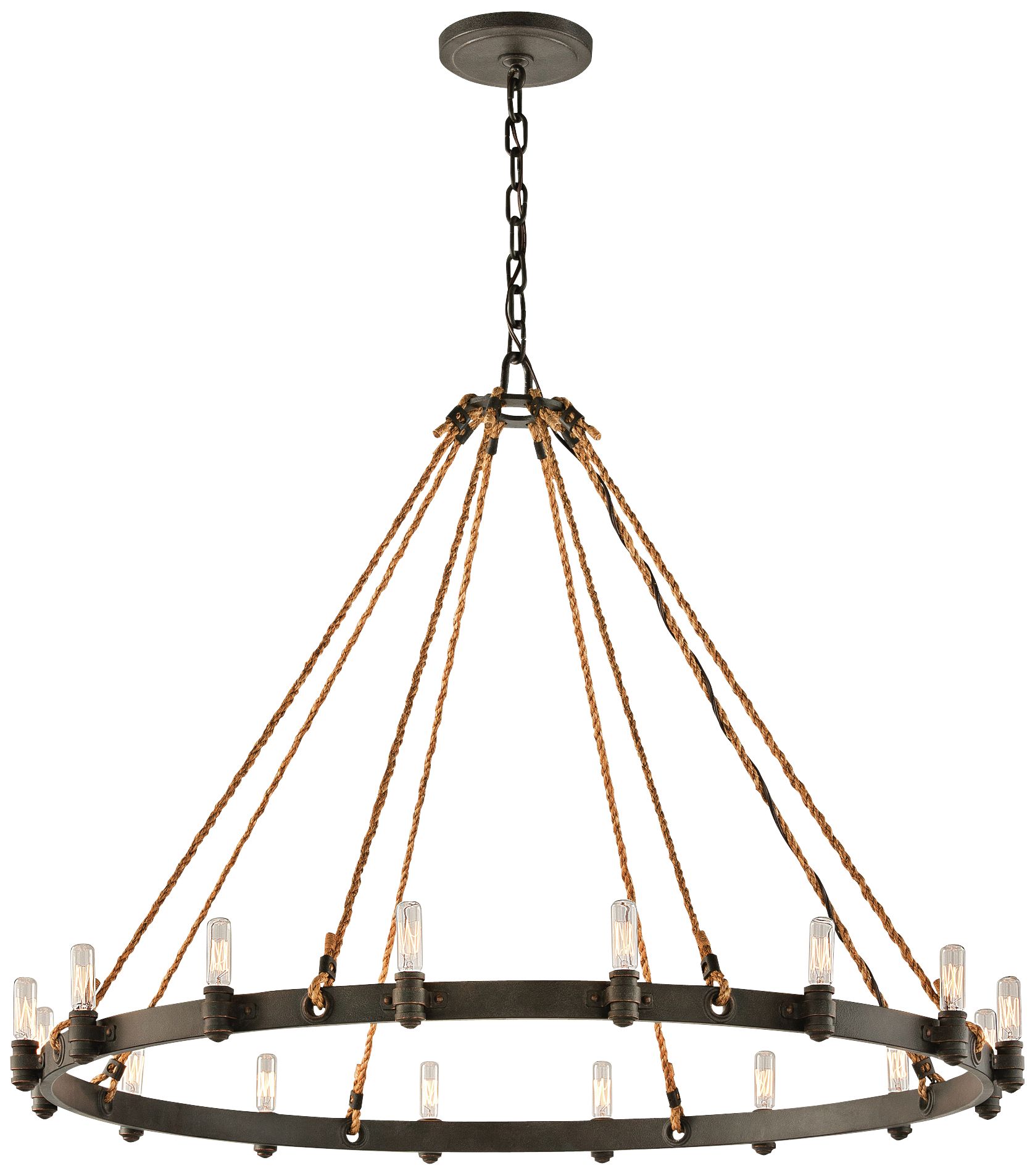 Pike Place 42" Wide Rope and Wrought Iron Chandelier