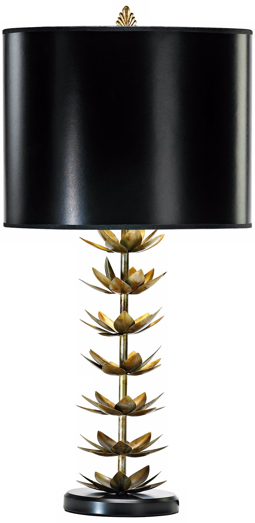Iron and Wood Lotus Leaf Table Lamp