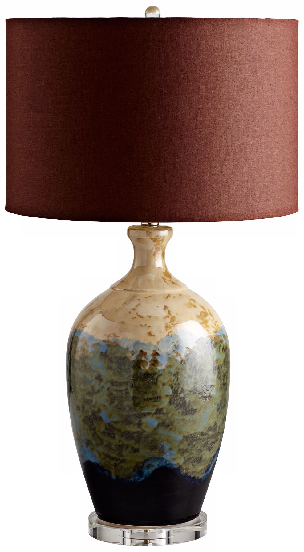 Albuquerque Beige and Aqua Ceramic Table Lamp