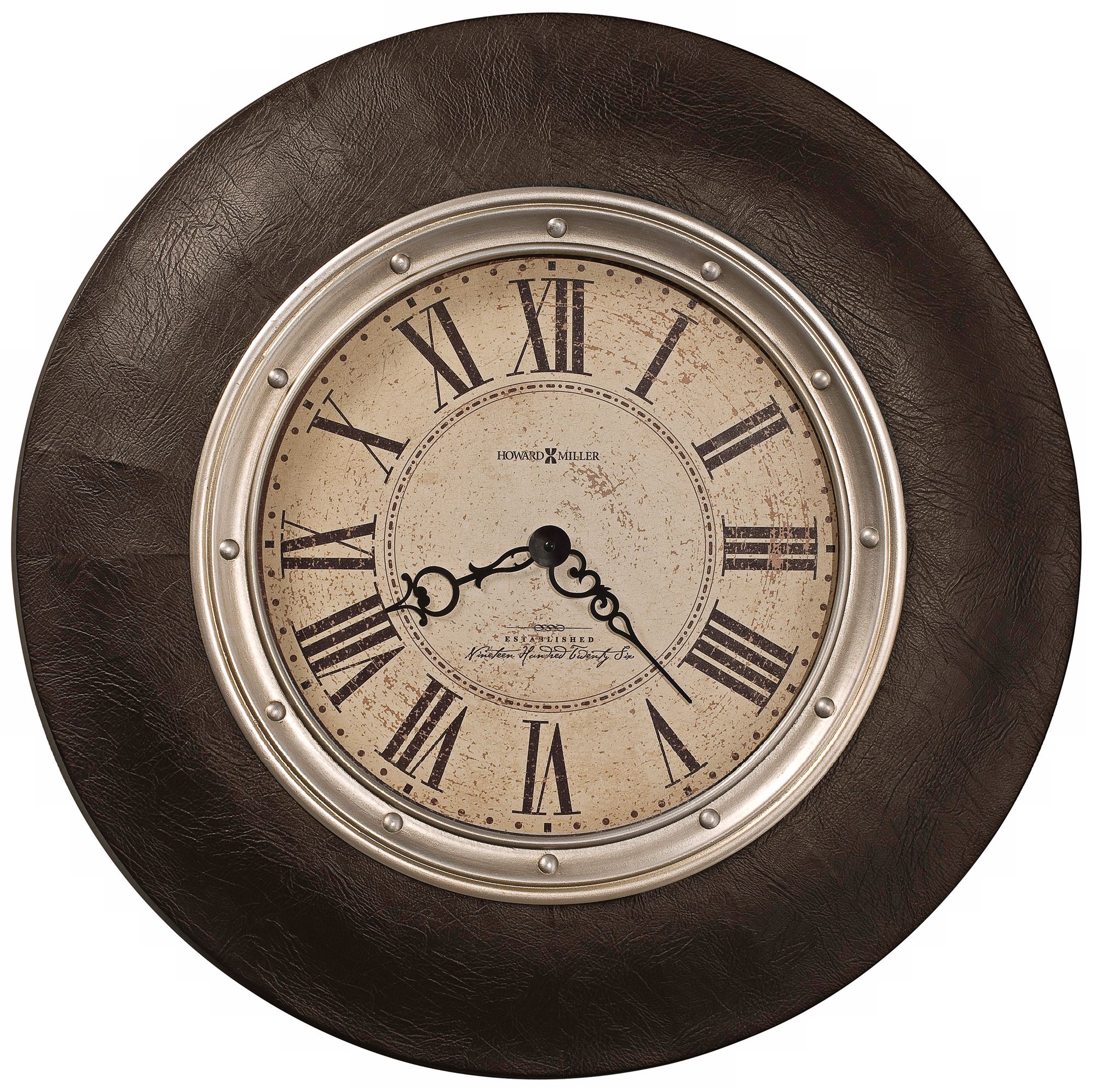 Howard Miller 32" Allen Park Leather and Brass Wall Clock